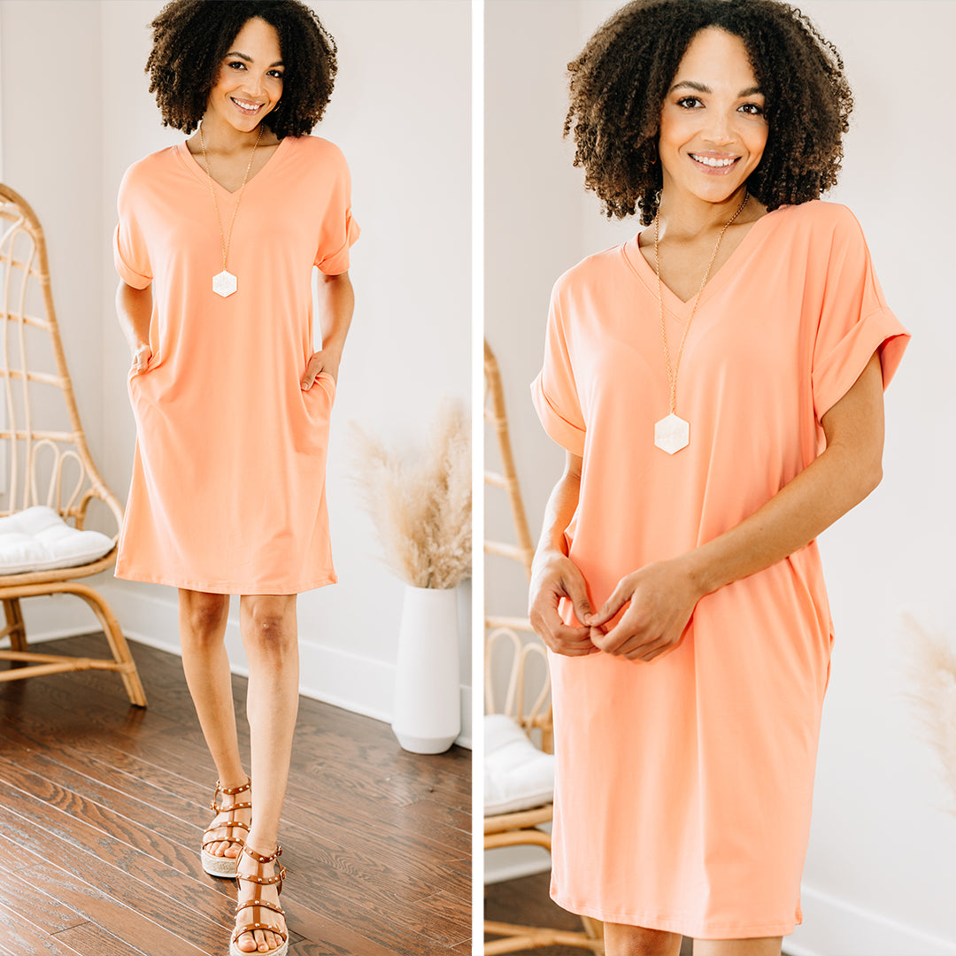 Stunning Coral Orange T-shirt Dress for Every Adventure