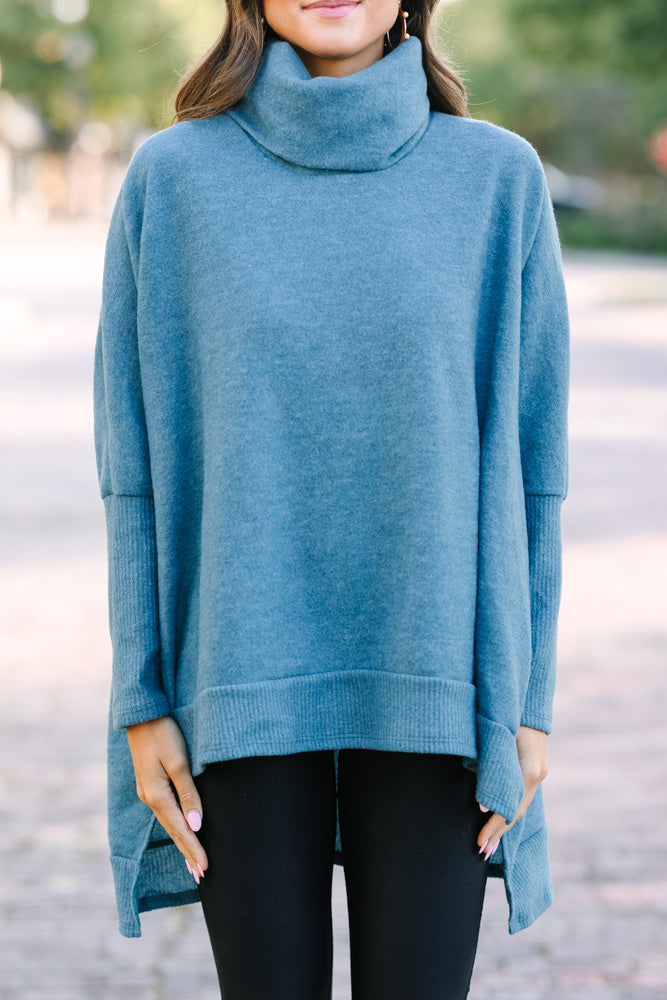 Feeling Chipper: Teal Green Cowl Neck Sweater for a Cozy Fall