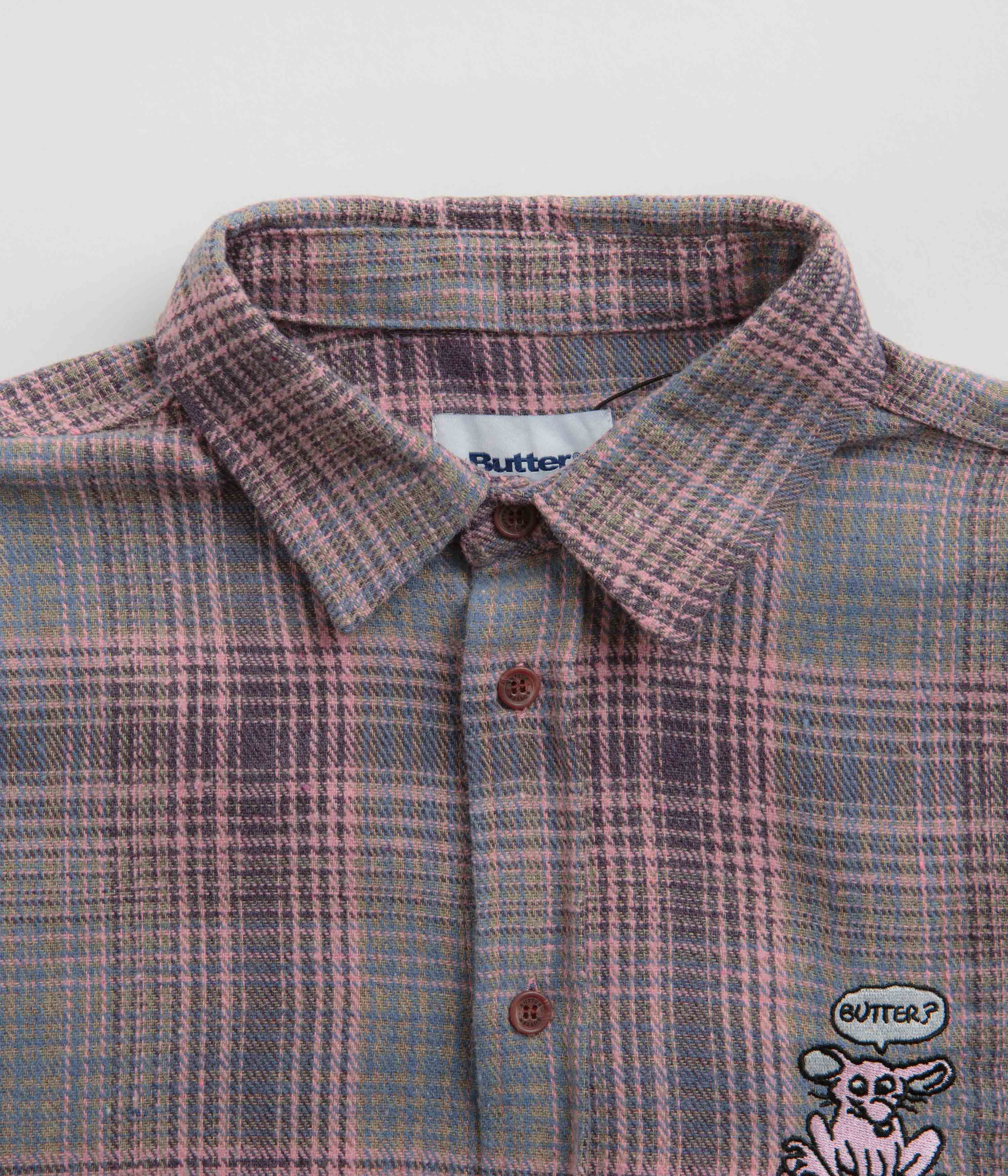 Butter Goods Pink & Grey Rodent Flannel Shirt - A Must-Have!