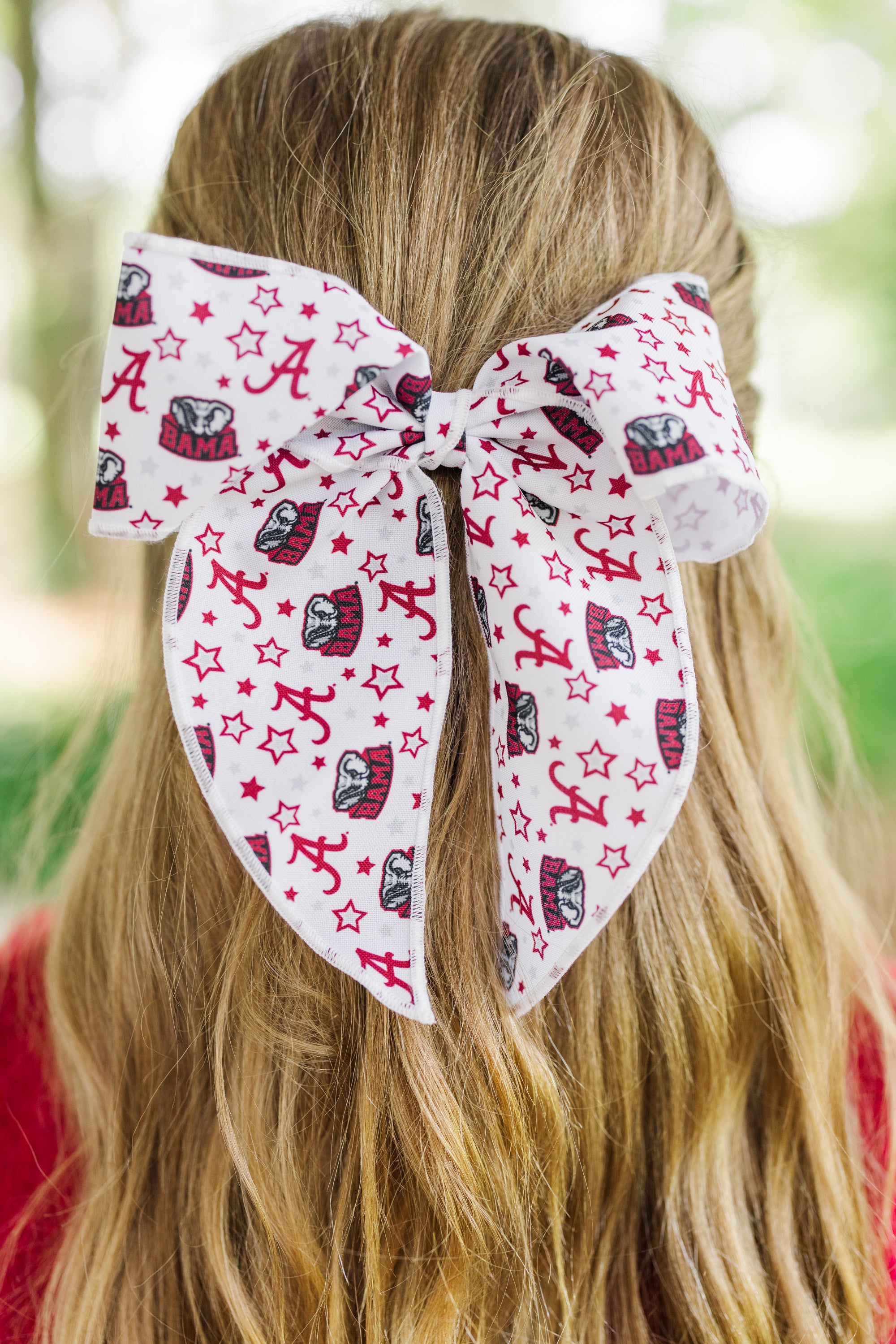 Girls: Unleash Team Spirit with AL Crimson Hair Bow