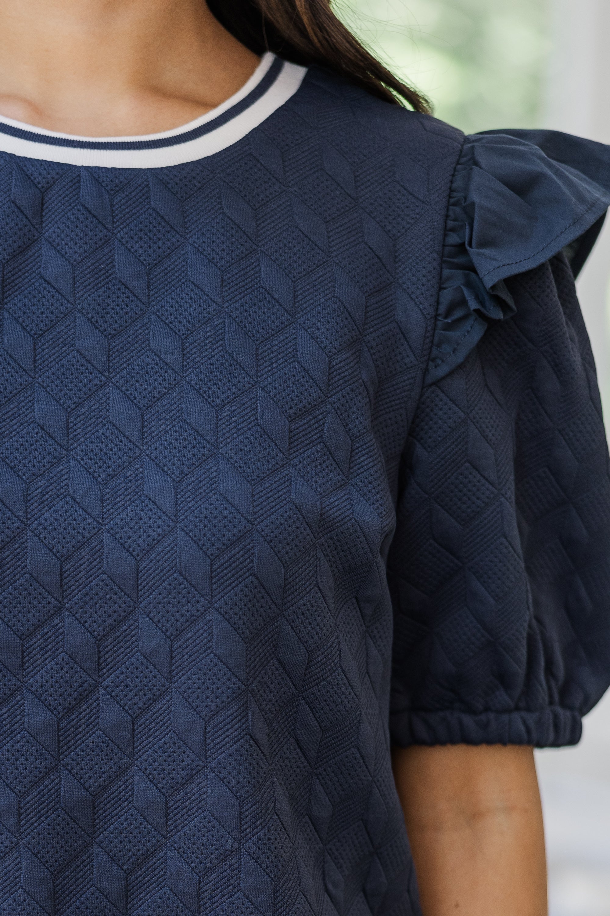 Navy Blue Textured Blouse - Have It All