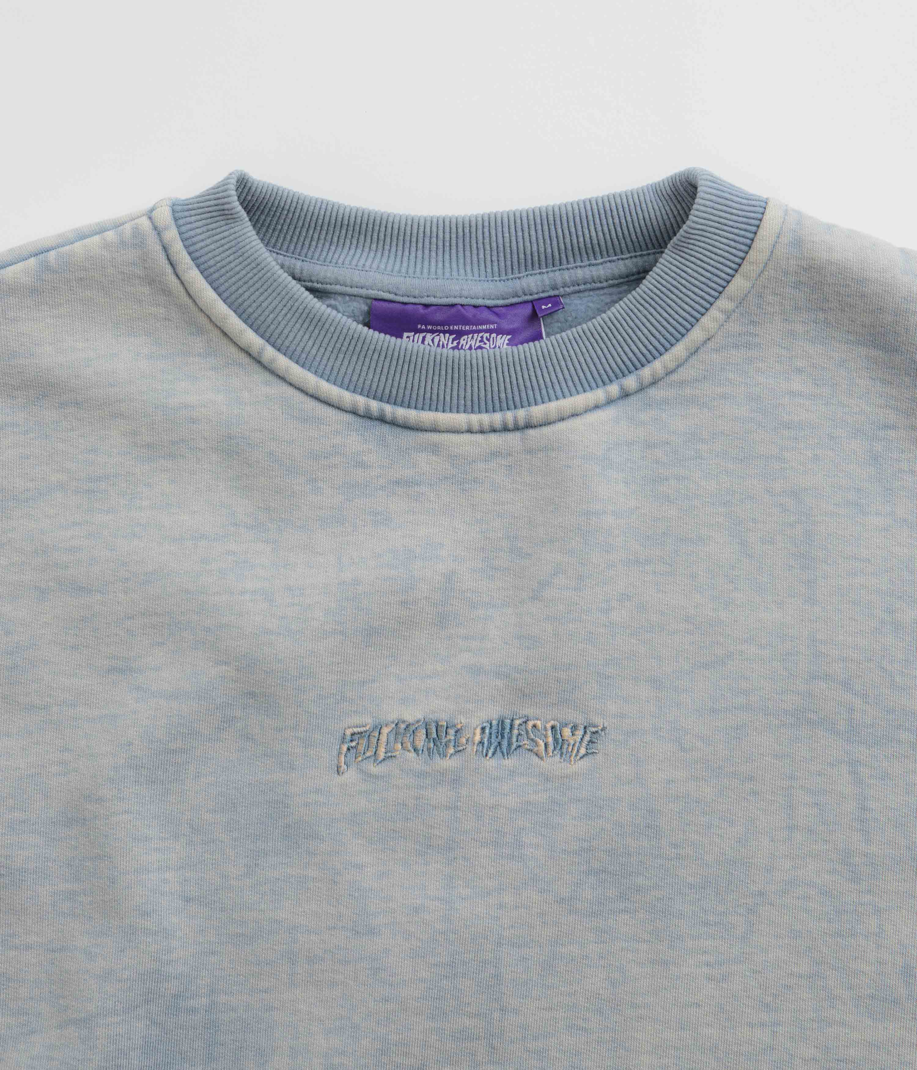 Fucking Awesome Little Stamp Snow Wash Crewneck Sweatshirt - Stunning Dusty Blue