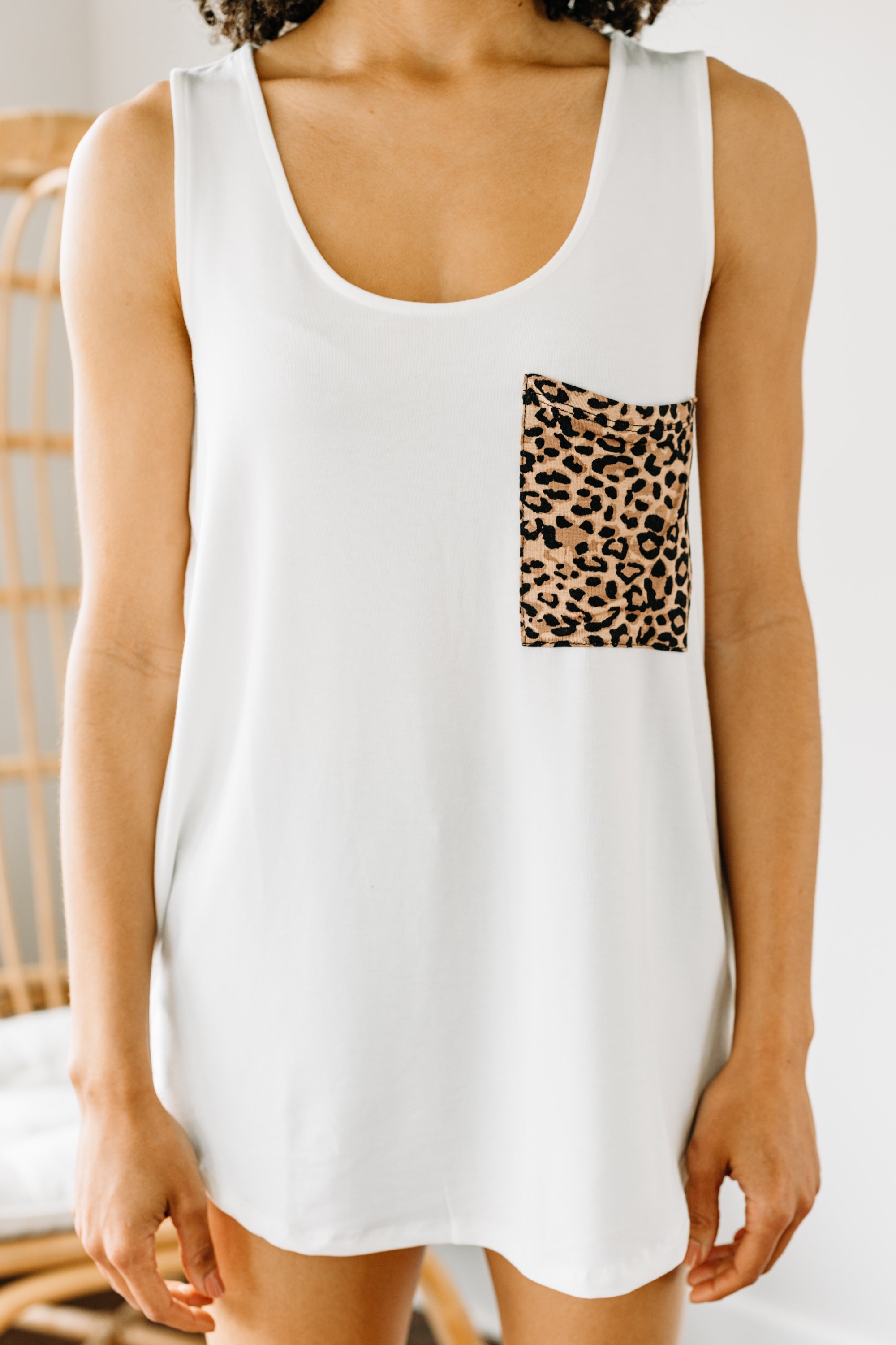 Feeling Fabulous Ivory White Pocket Tank