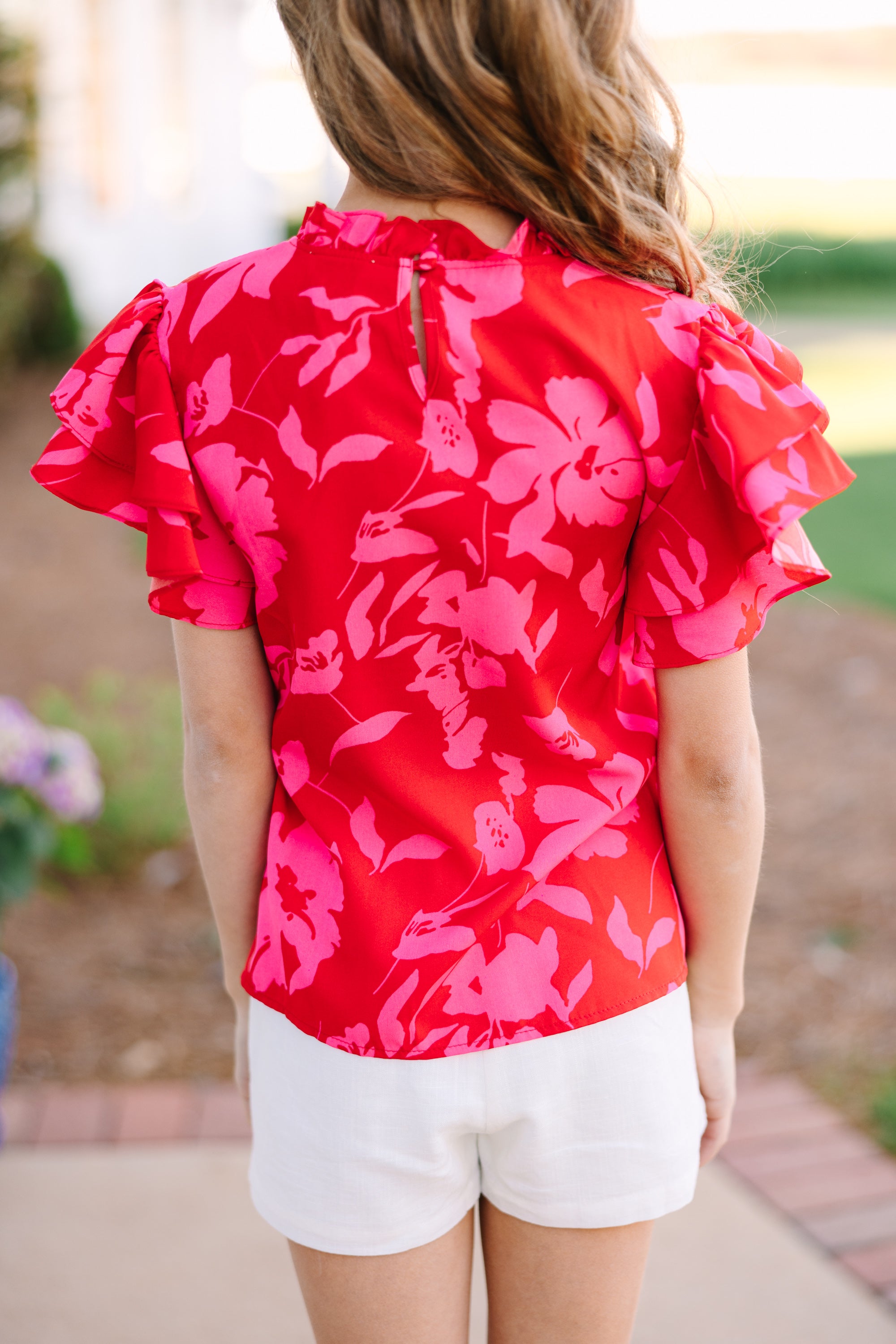 Heart - Stealing Red Floral Girls' Blouse