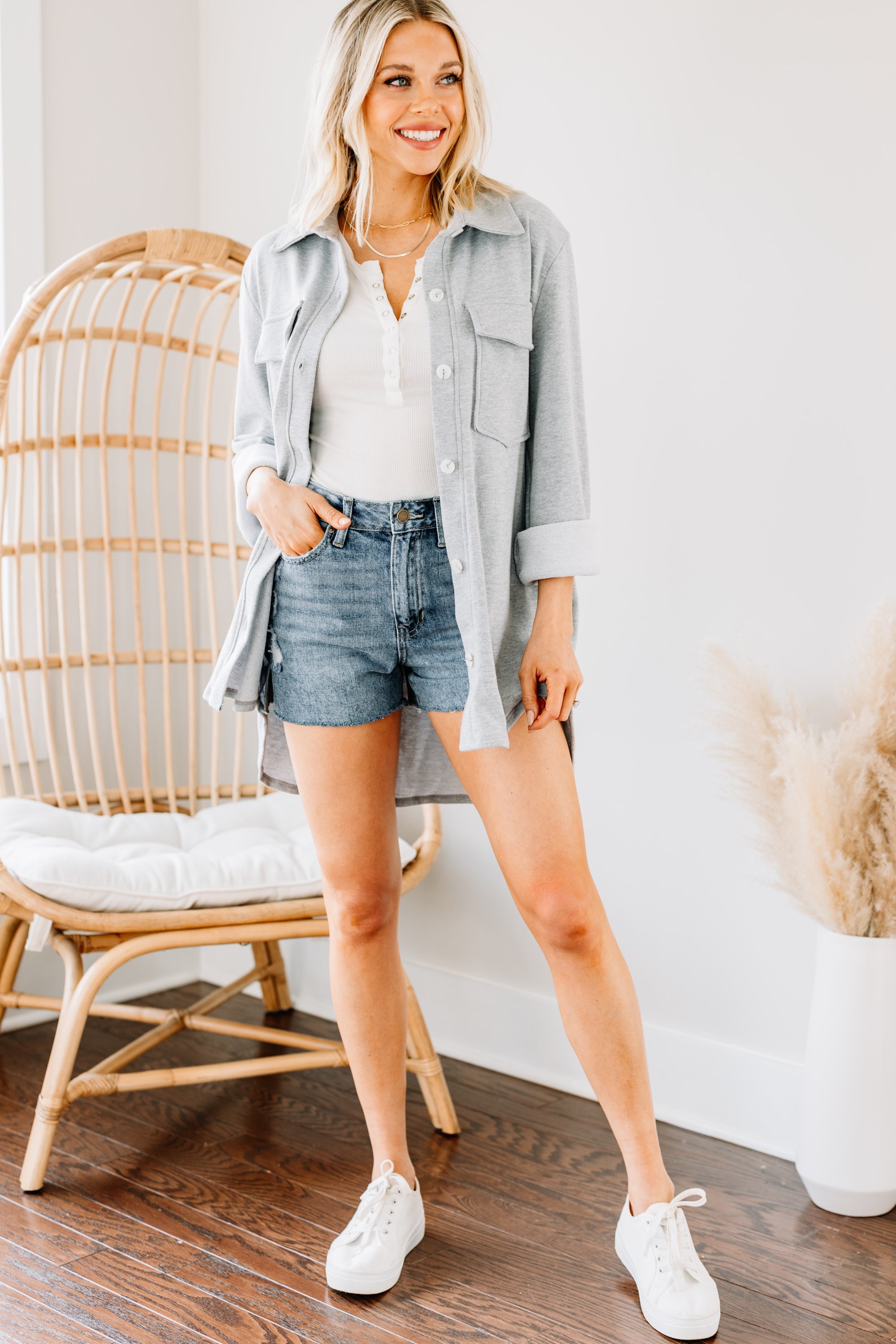 Stylish Charcoal Gray Shacket - Stand Out Everywhere