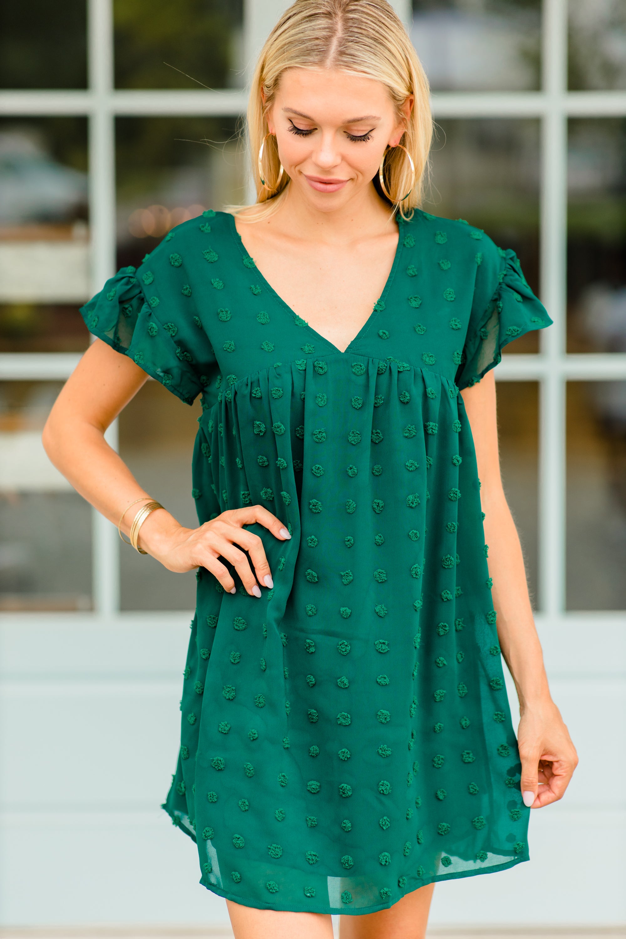 Hunter Green Swiss Dot 'Be With You' Dress - The Must - Have Fashion Piece