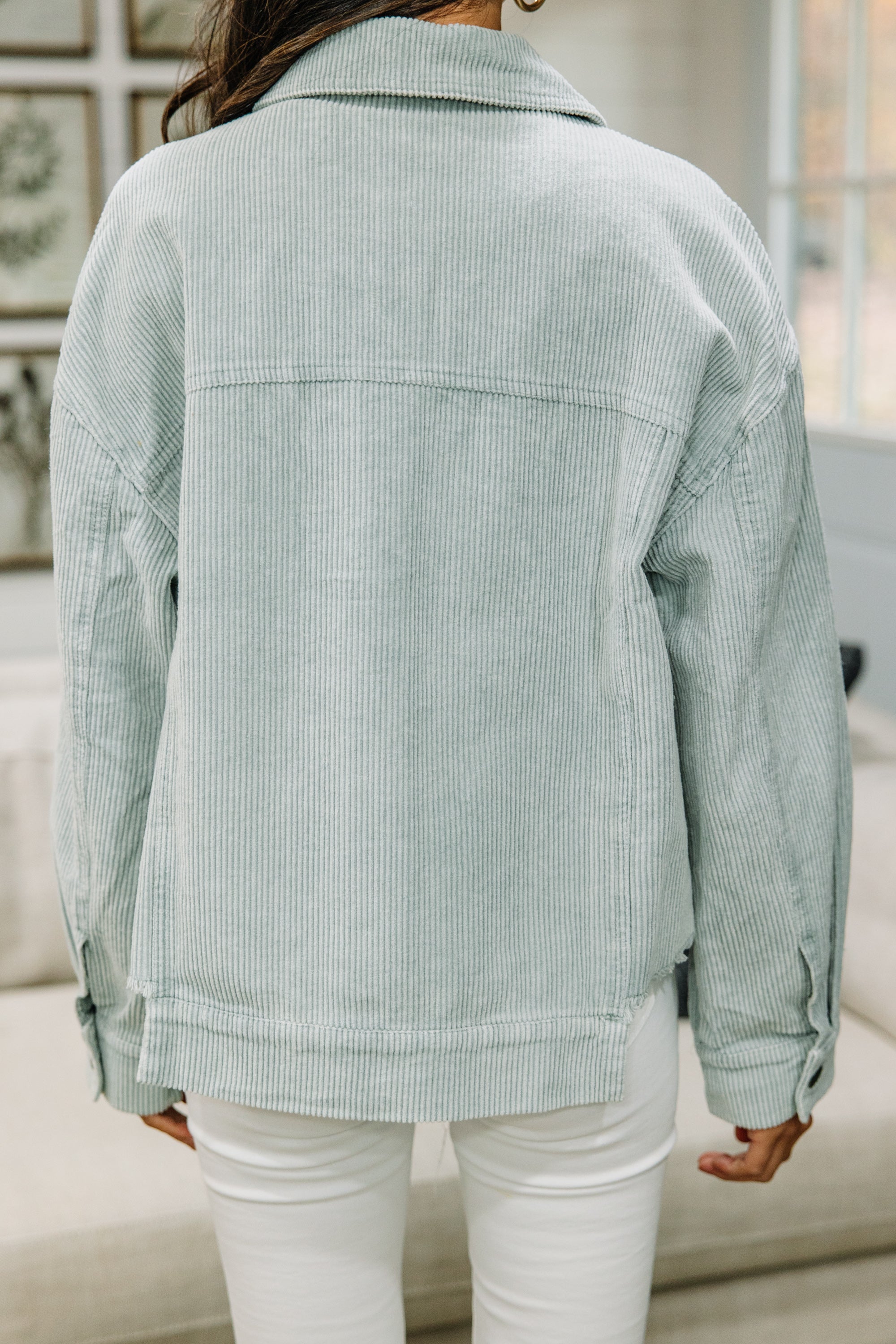 Irresistible Sage Green Corduroy Jacket - A Must - Have!