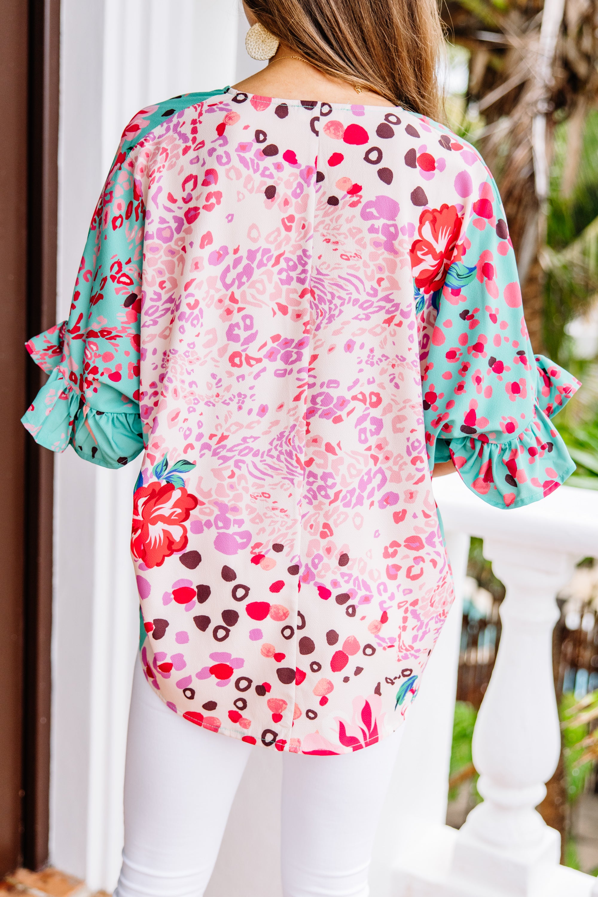 Be So Bold! Stunning Mint Green Mixed Print Top
