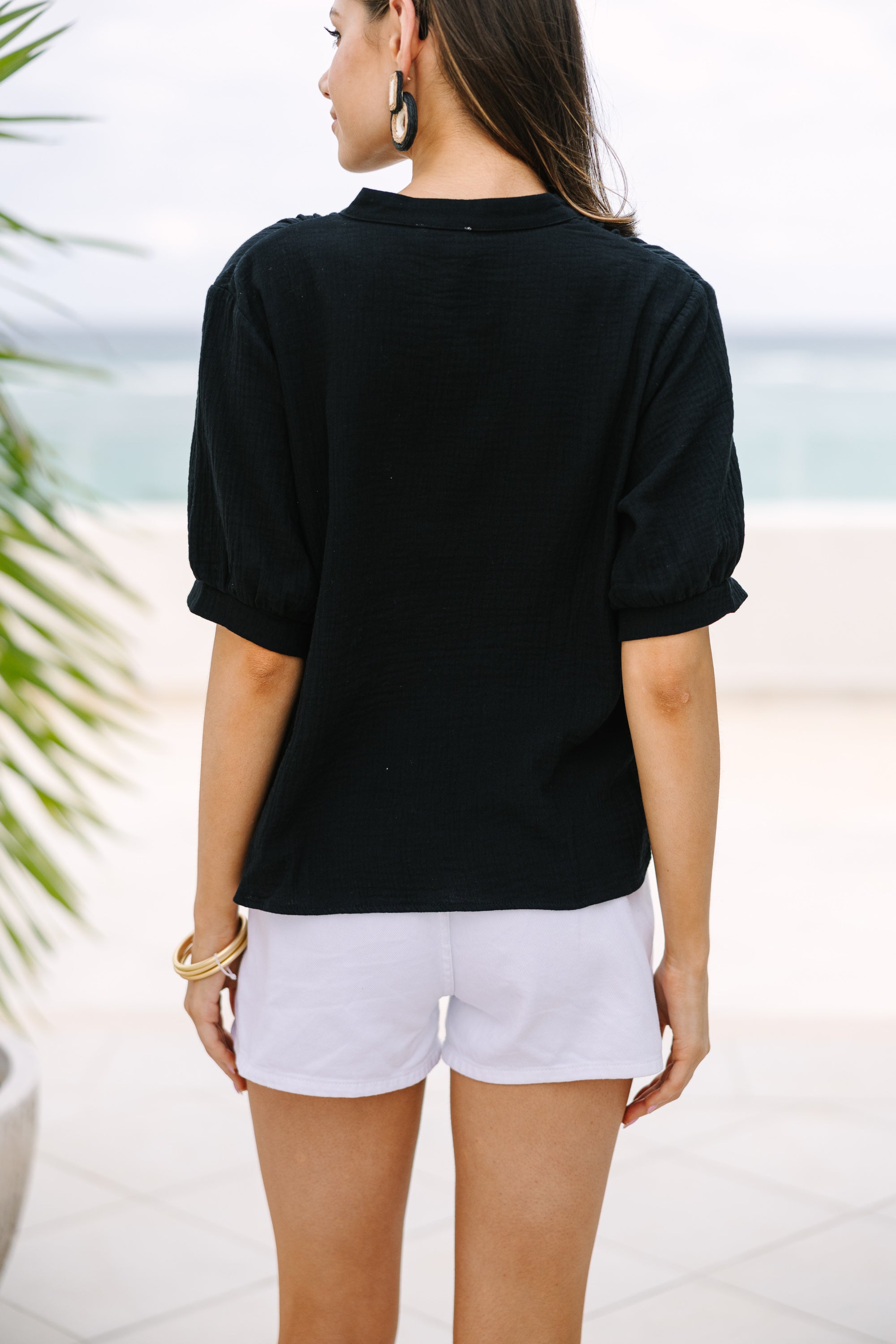 Irresistible Good To Go Black Gauze Top
