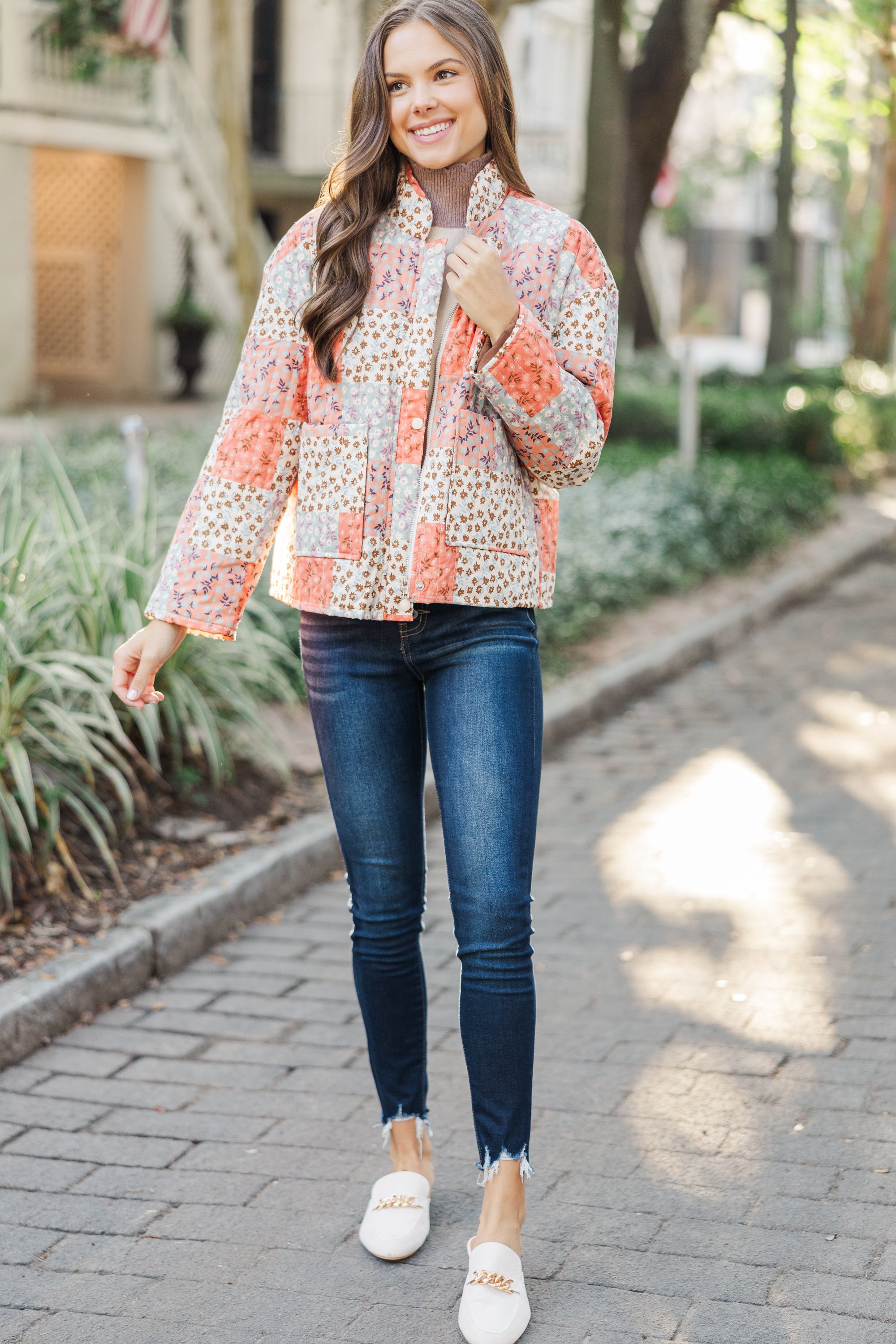 Gorgeous All - In - A - Day Multi - Colored Floral Patchwork Jacket