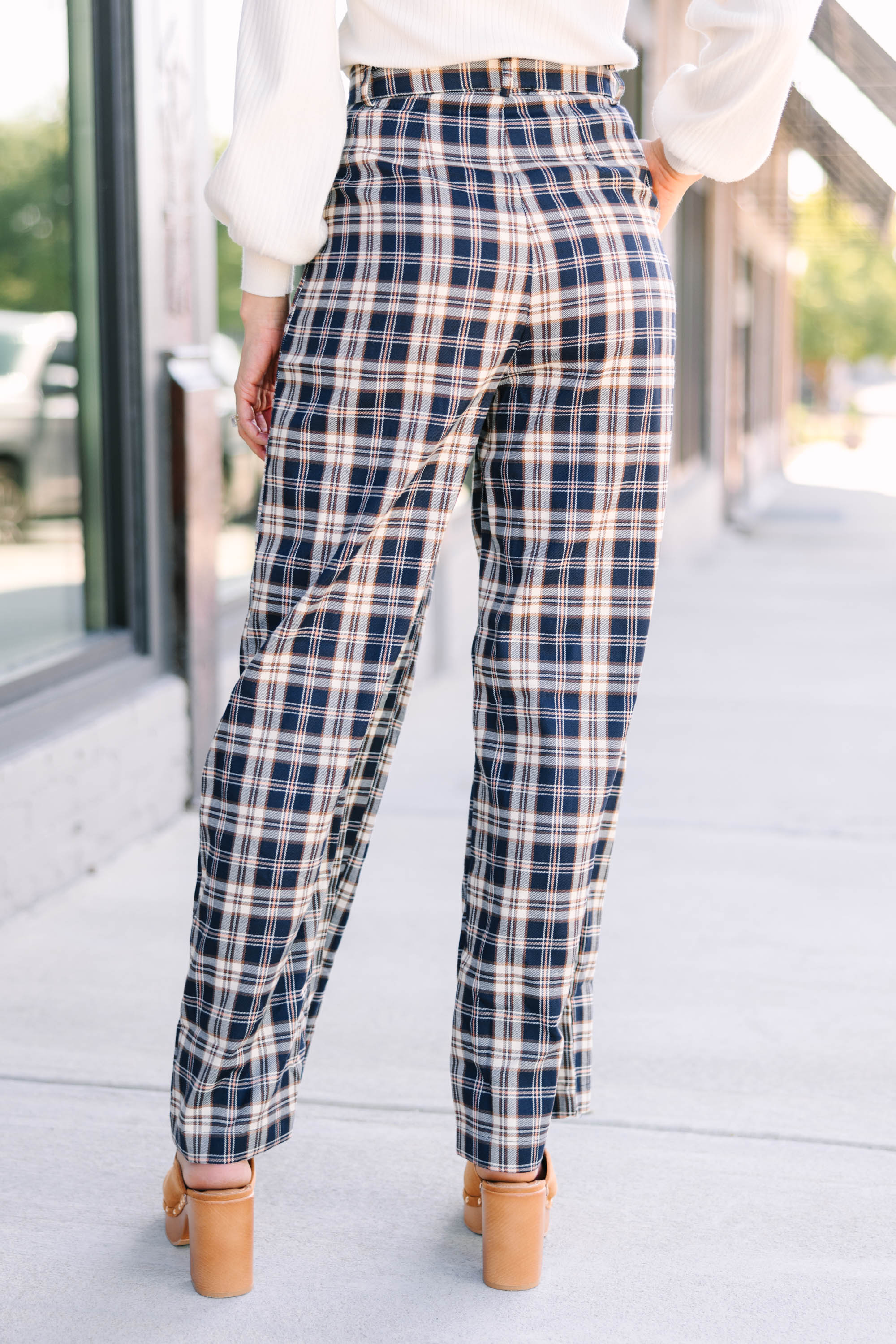 Be Direct Navy Blue Plaid Wide Leg Pants - A Chic Fall Essential