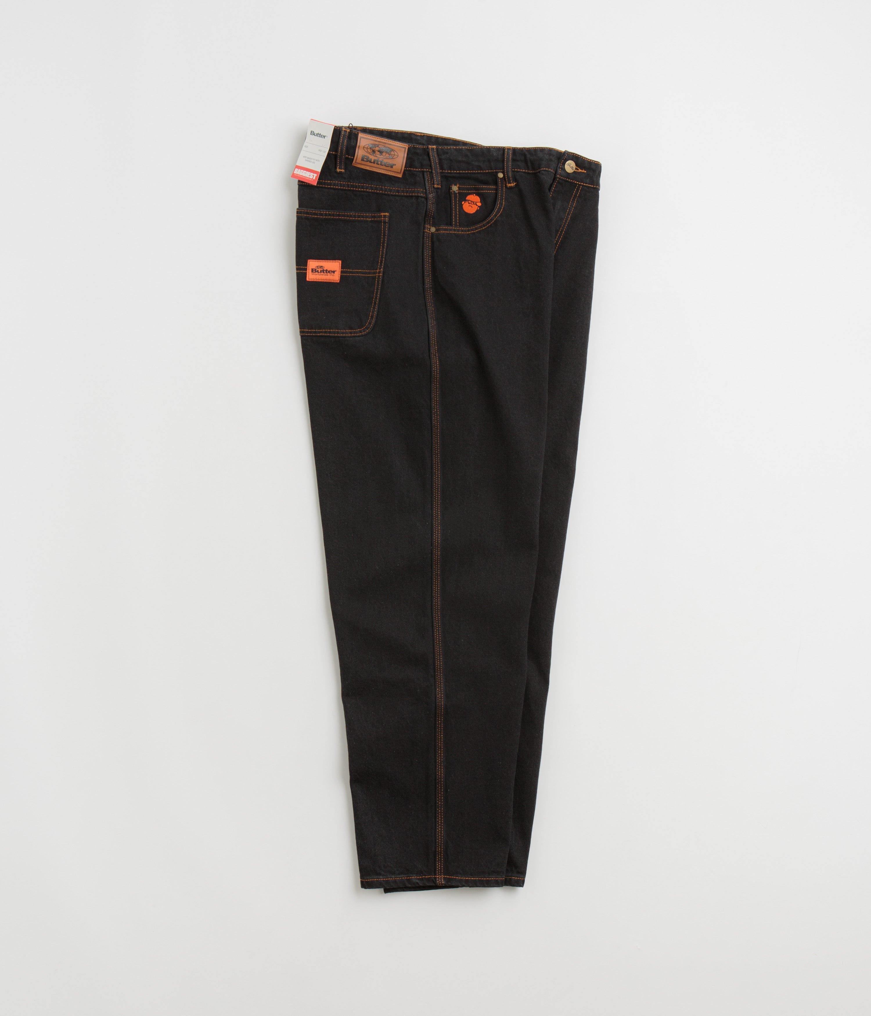 Butter Goods Santosuosso Washed Black & Orange Jeans - Ultra Baggy Style!