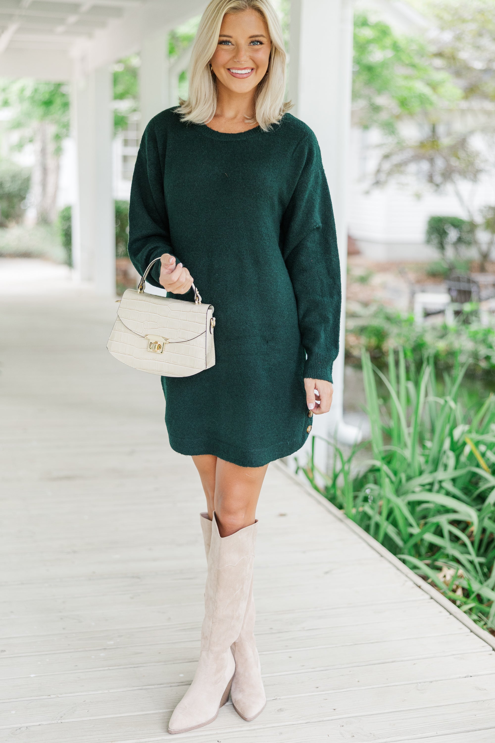 Gorgeous Emerald Green Sweater Dress for Your Best Look