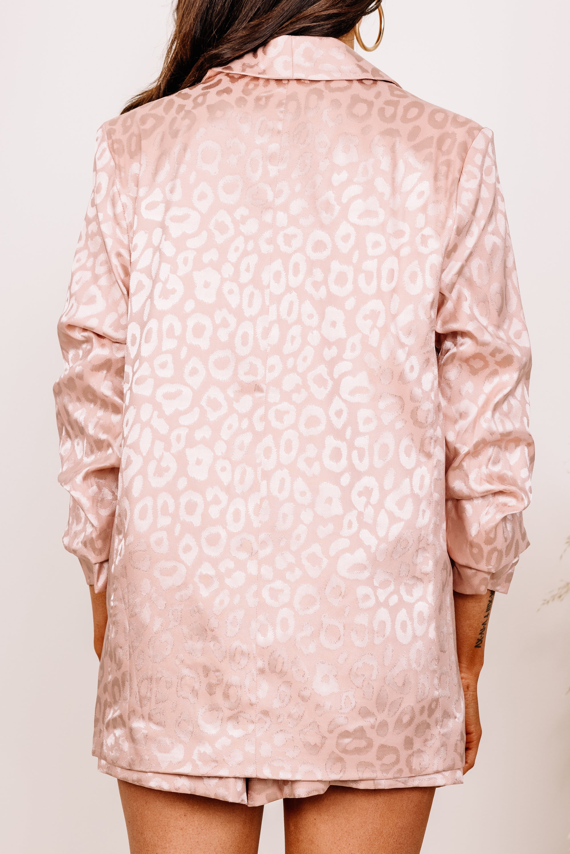 Blush Pink Satin Leopard Blazer: Establish Your Confidence