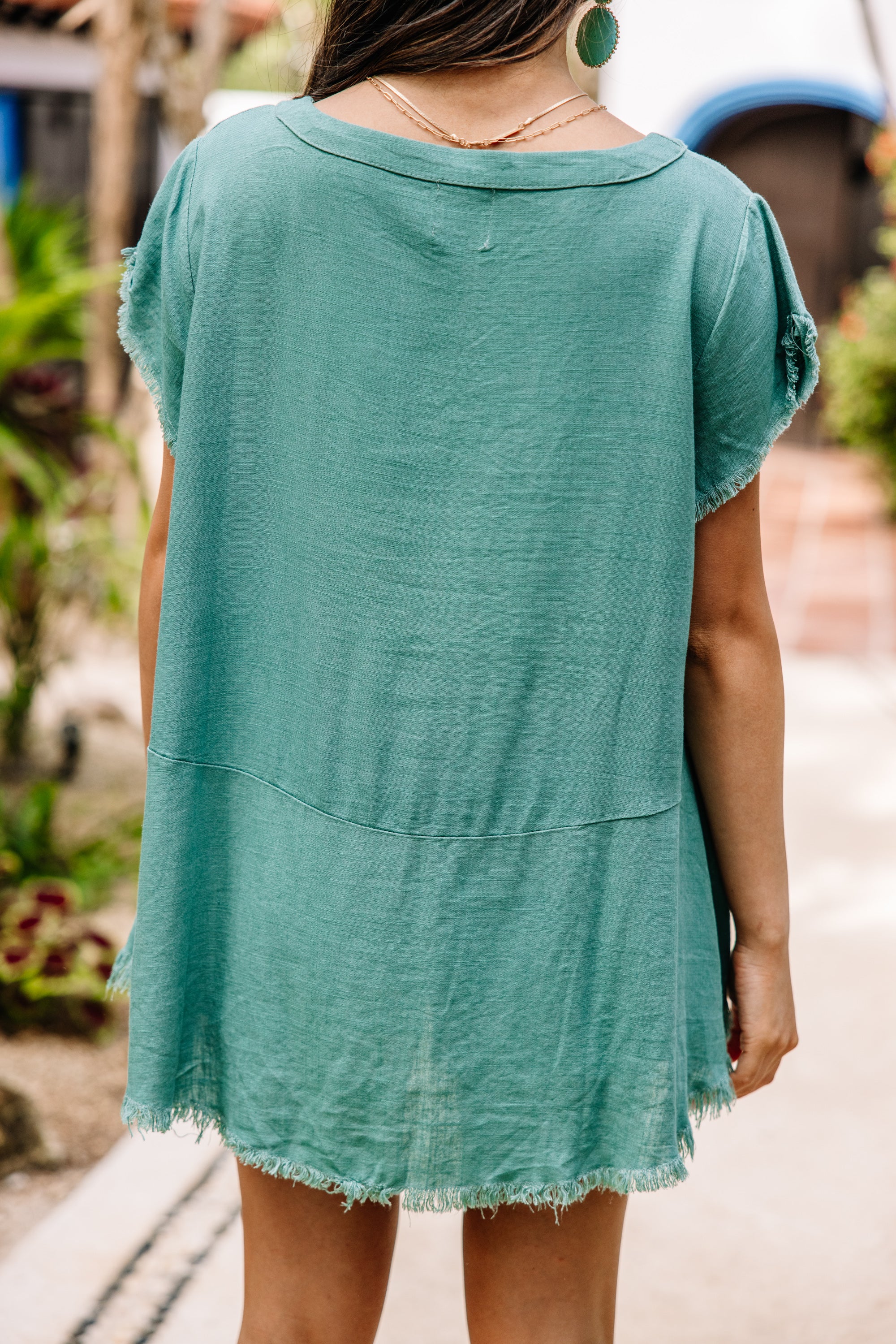 Enchanting Jade Green Linen Top for Great Adventures