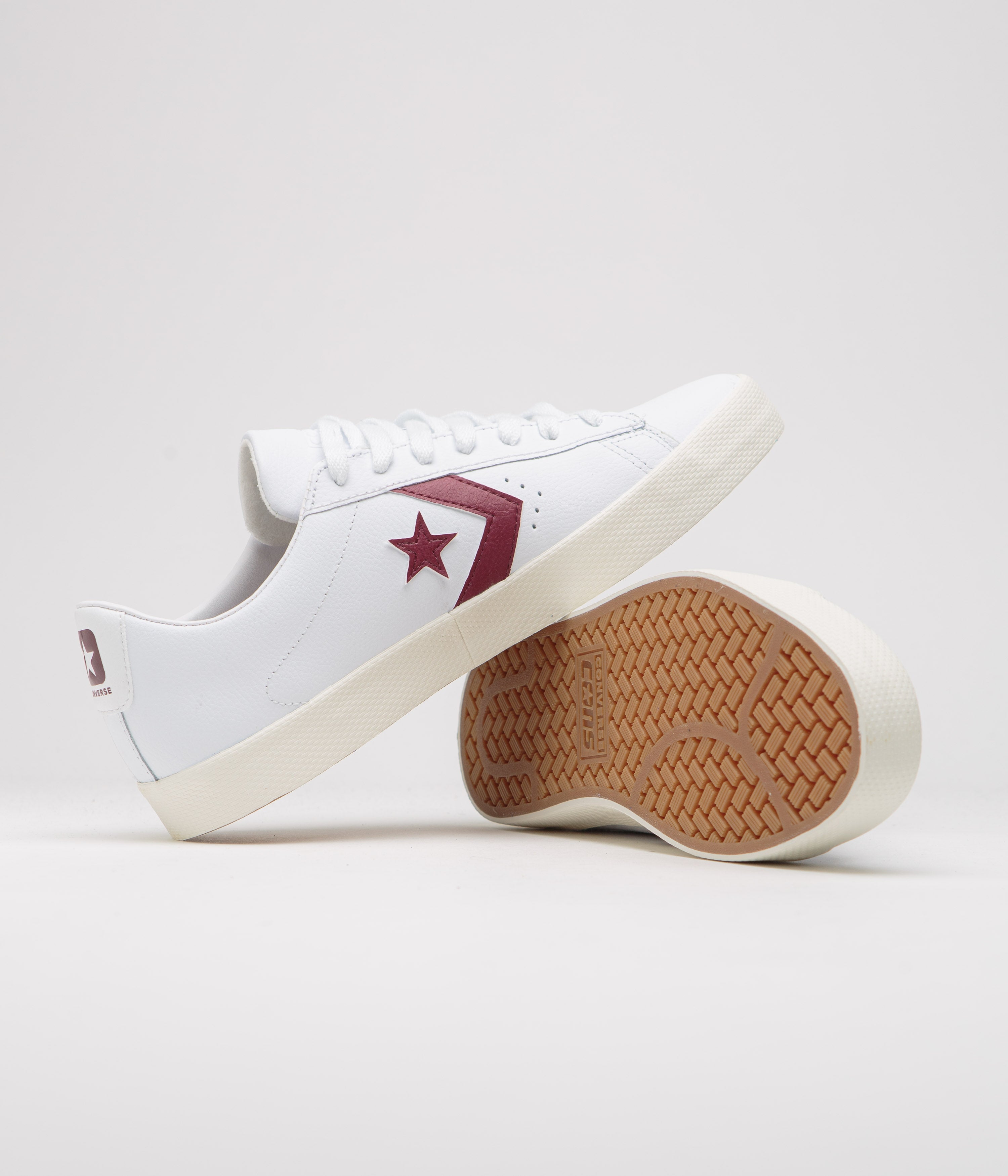 Converse PL Vulc Pro Ox Shoes - Stunning White, Deep Bordeaux & Egret