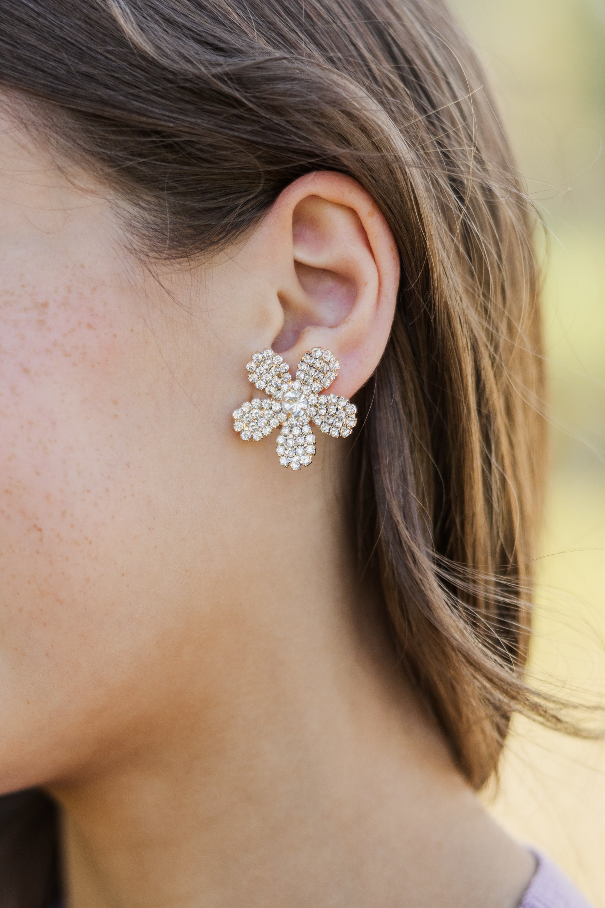 Gorgeous Girls' Rhinestone Flower Stud Earrings