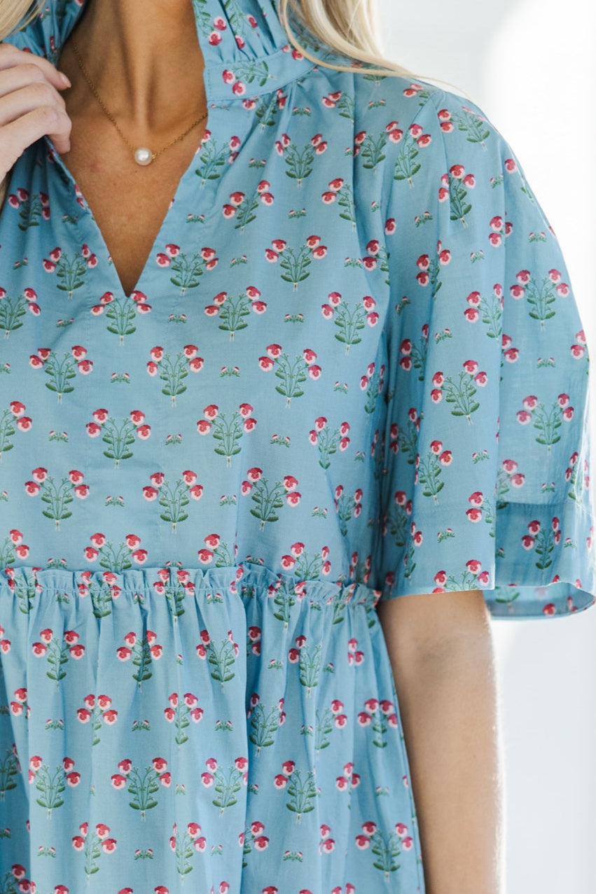 Stunning Blue Medallion Babydoll Dress - Feel Your Best!