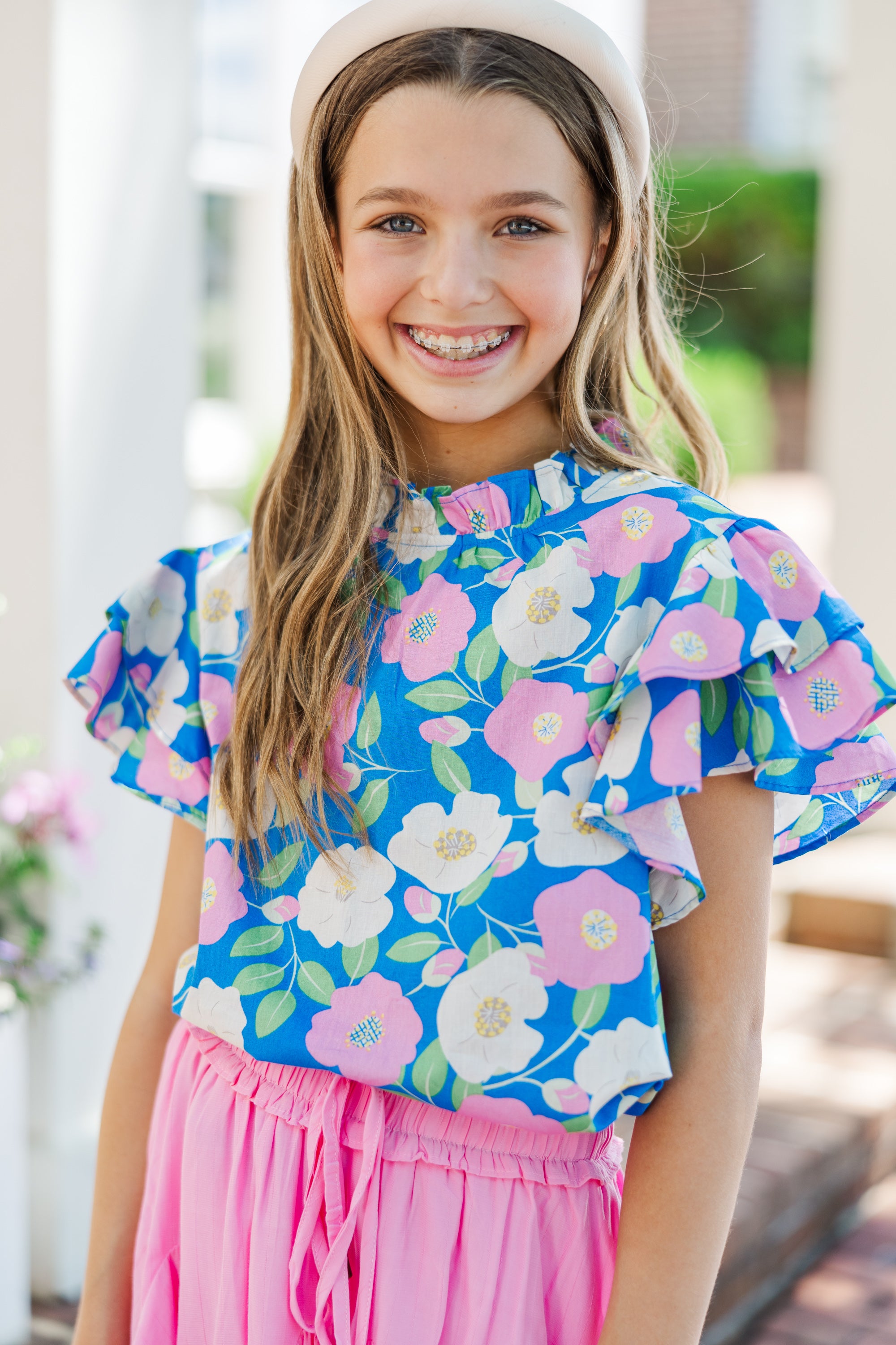 Adorable Girls' Heart - Stealing Blue Floral Blouse