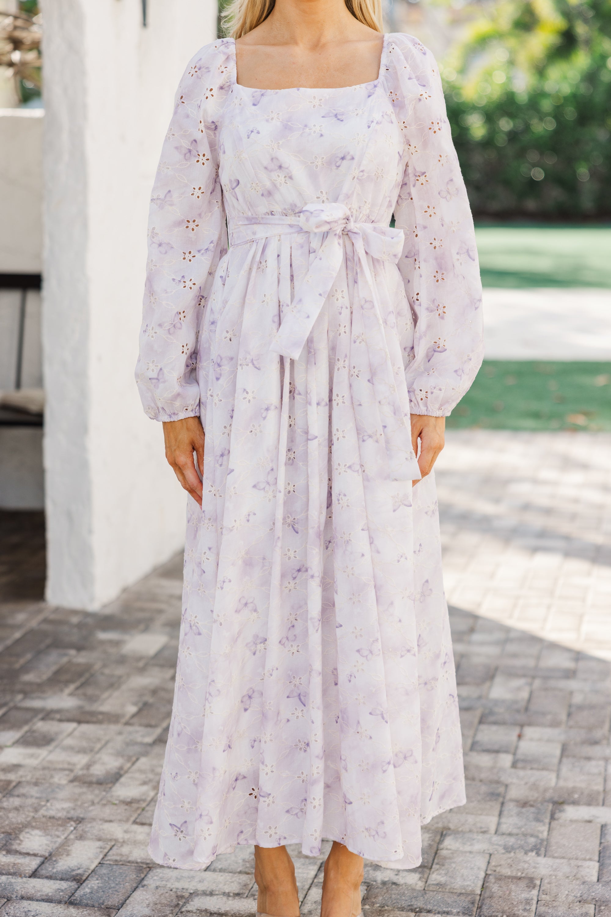 Enchanting Sweet Lavender Eyelet Midi Dress