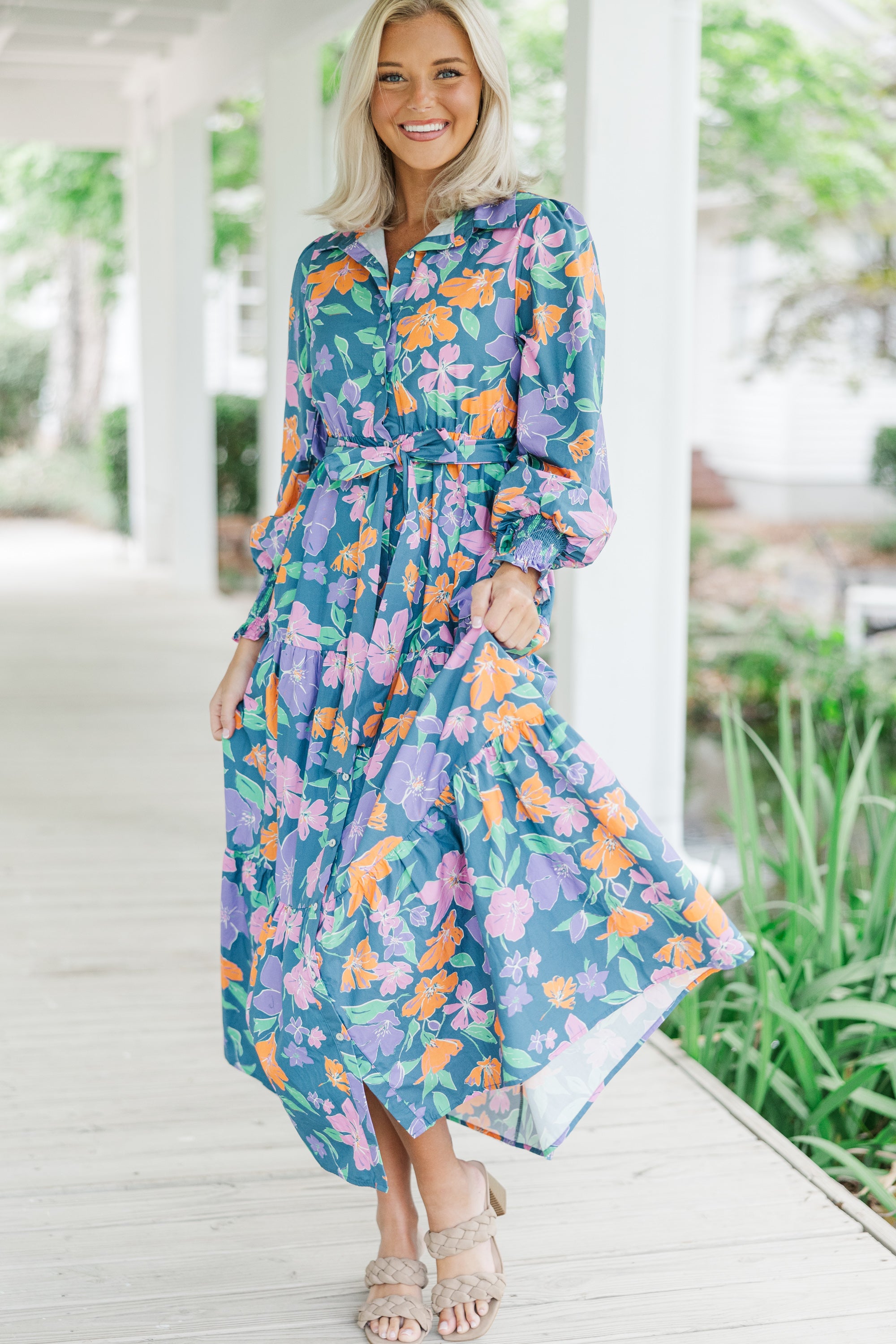 Enchanting Blue Floral Maxi Dress - Back in Style!