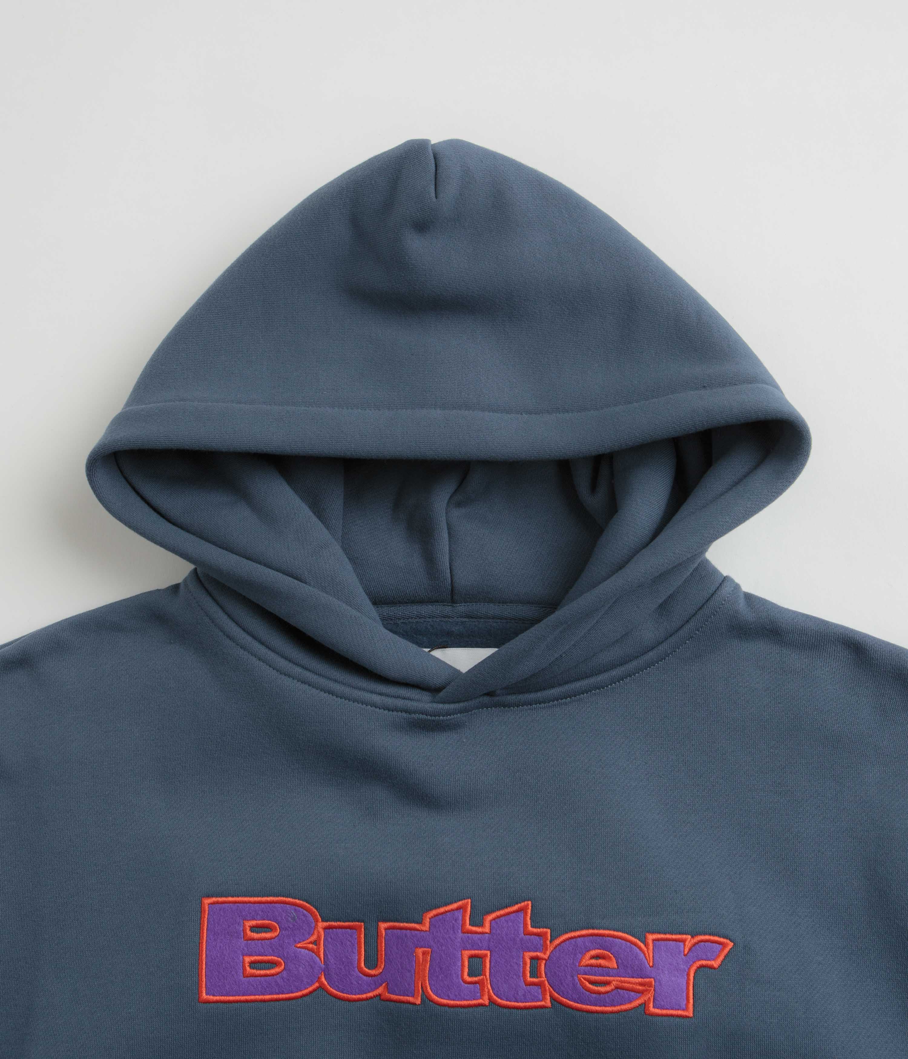 Butter Goods Denim Felt Logo Applique Hoodie - A Skate Streetwear Gem