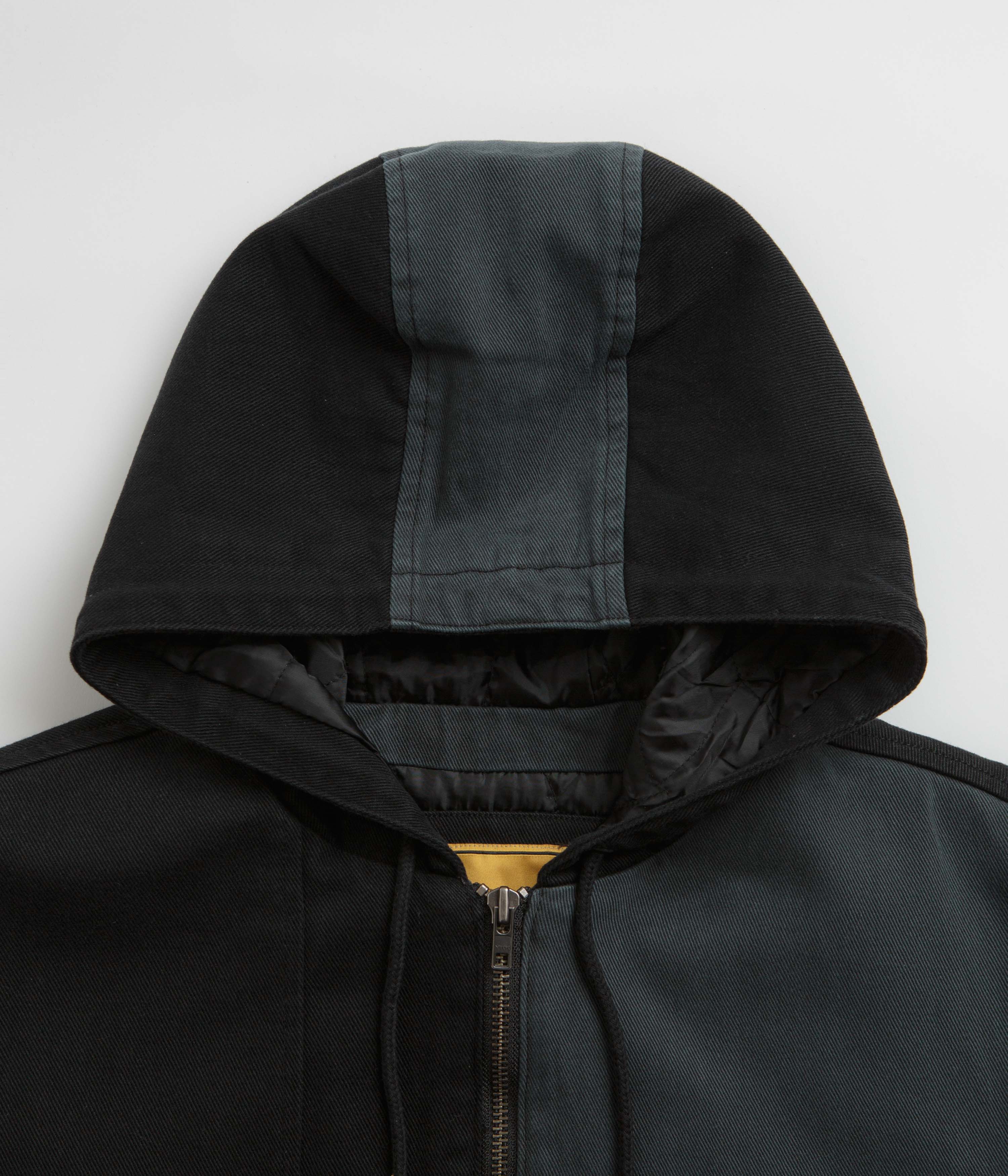 Stylish Charcoal Dime Panel Denim Hooded Bomber Jacket