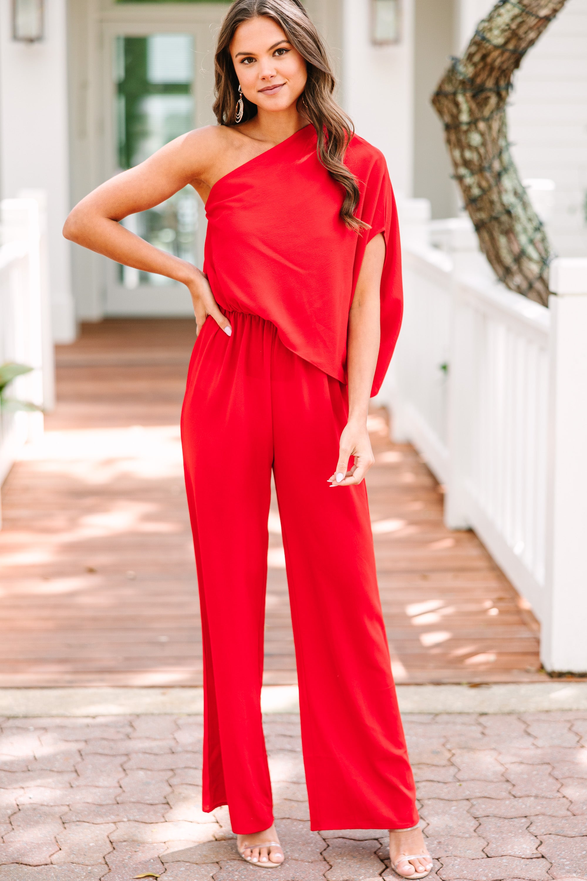 Fabulous Red One-Shoulder Jumpsuit for Stunning Opportunities