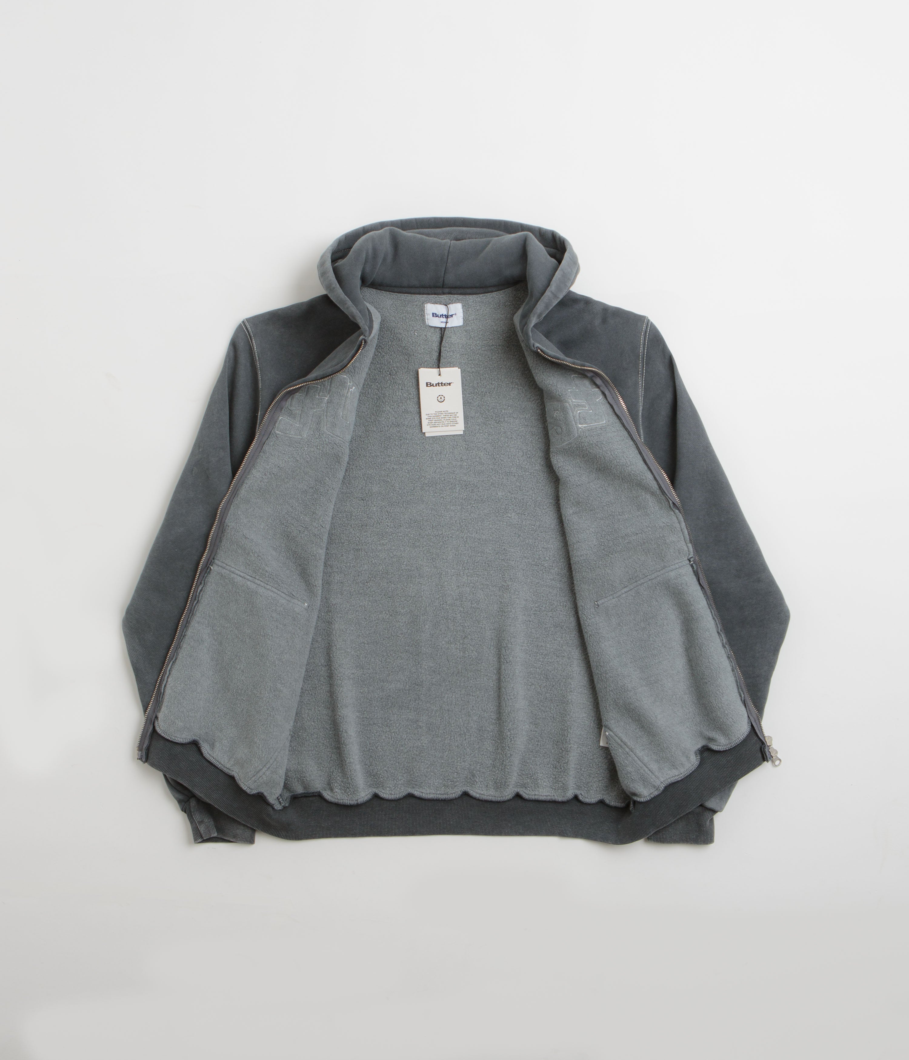 Butter Goods Charcoal Mineral Wash Zip-Thru Hoodie - A Must-Have!