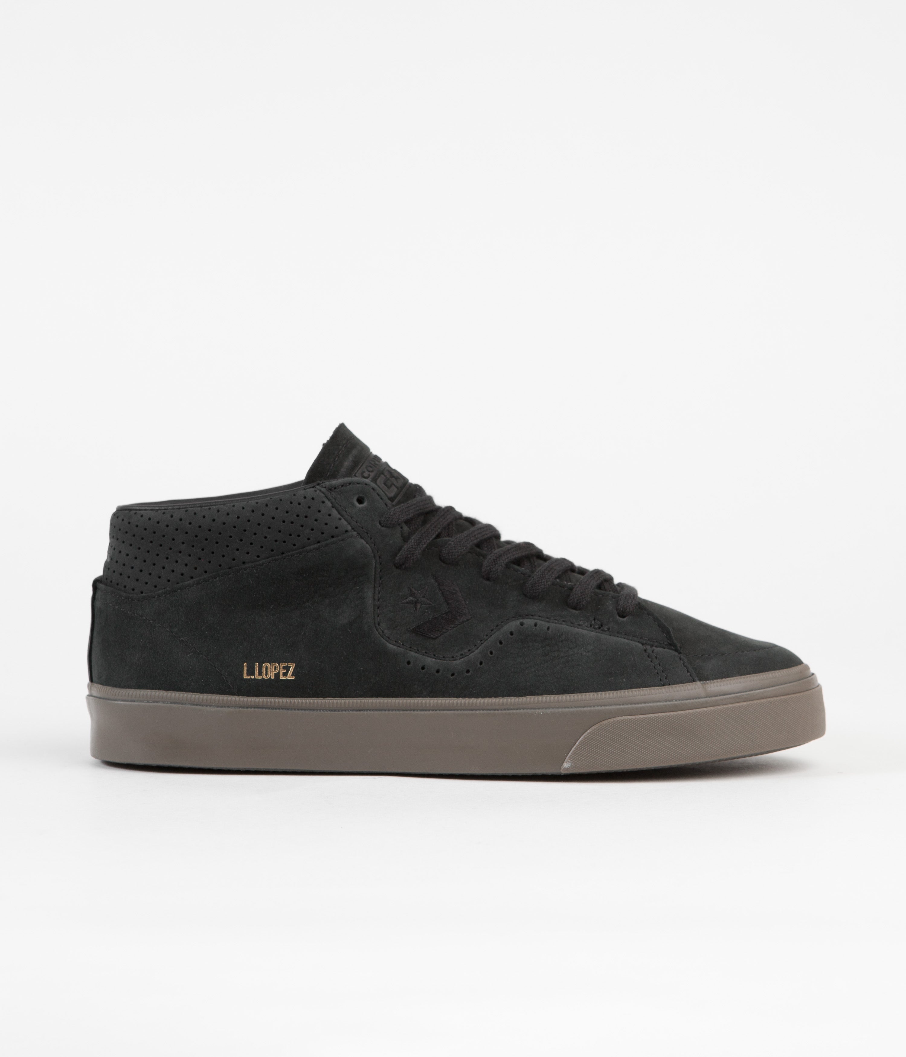 Converse Louie Lopez Pro Mid Skate Shoes - Stylish Black & Dark Mushroom