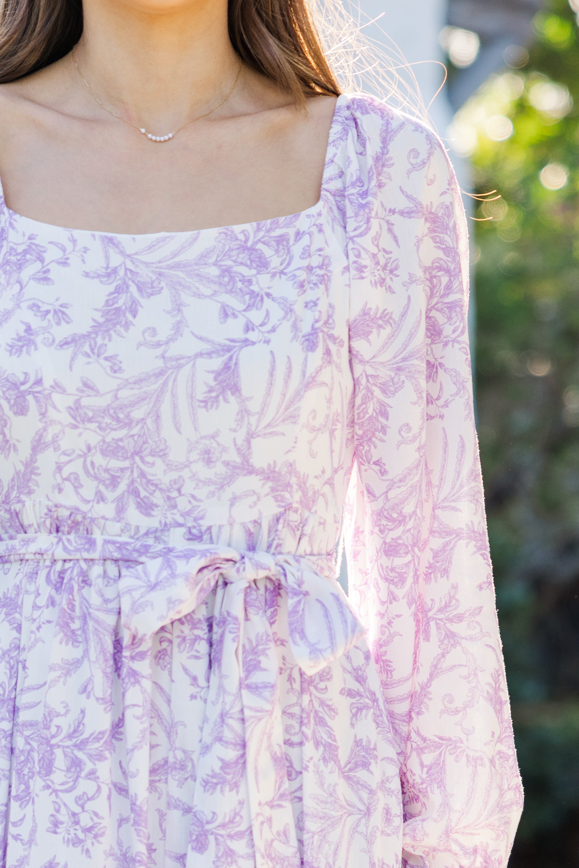 Enchanting Sweet Lavender Toile Midi Dress