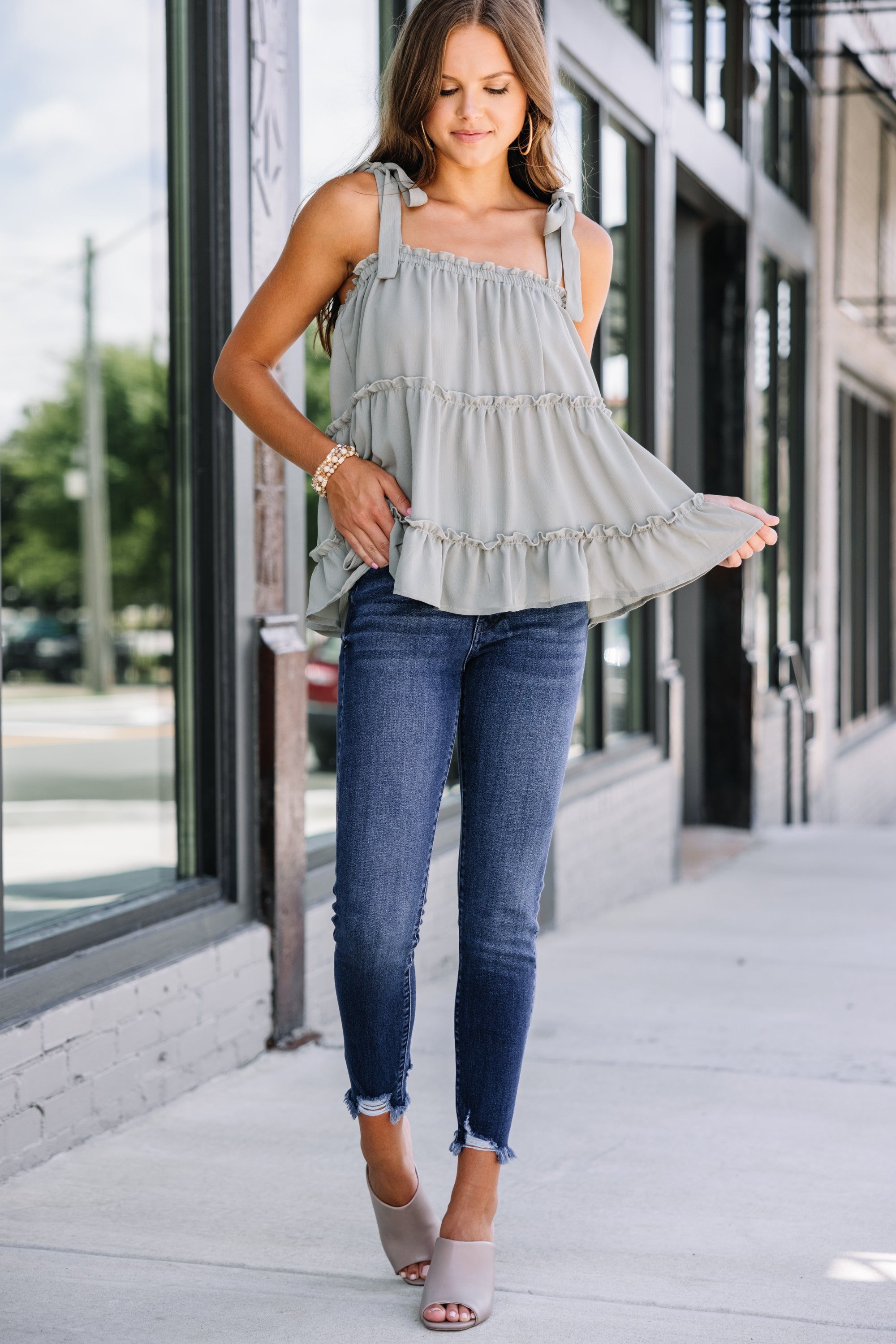 Enchanting Sage Green Ruffled Tank - Your Dream Fall Piece