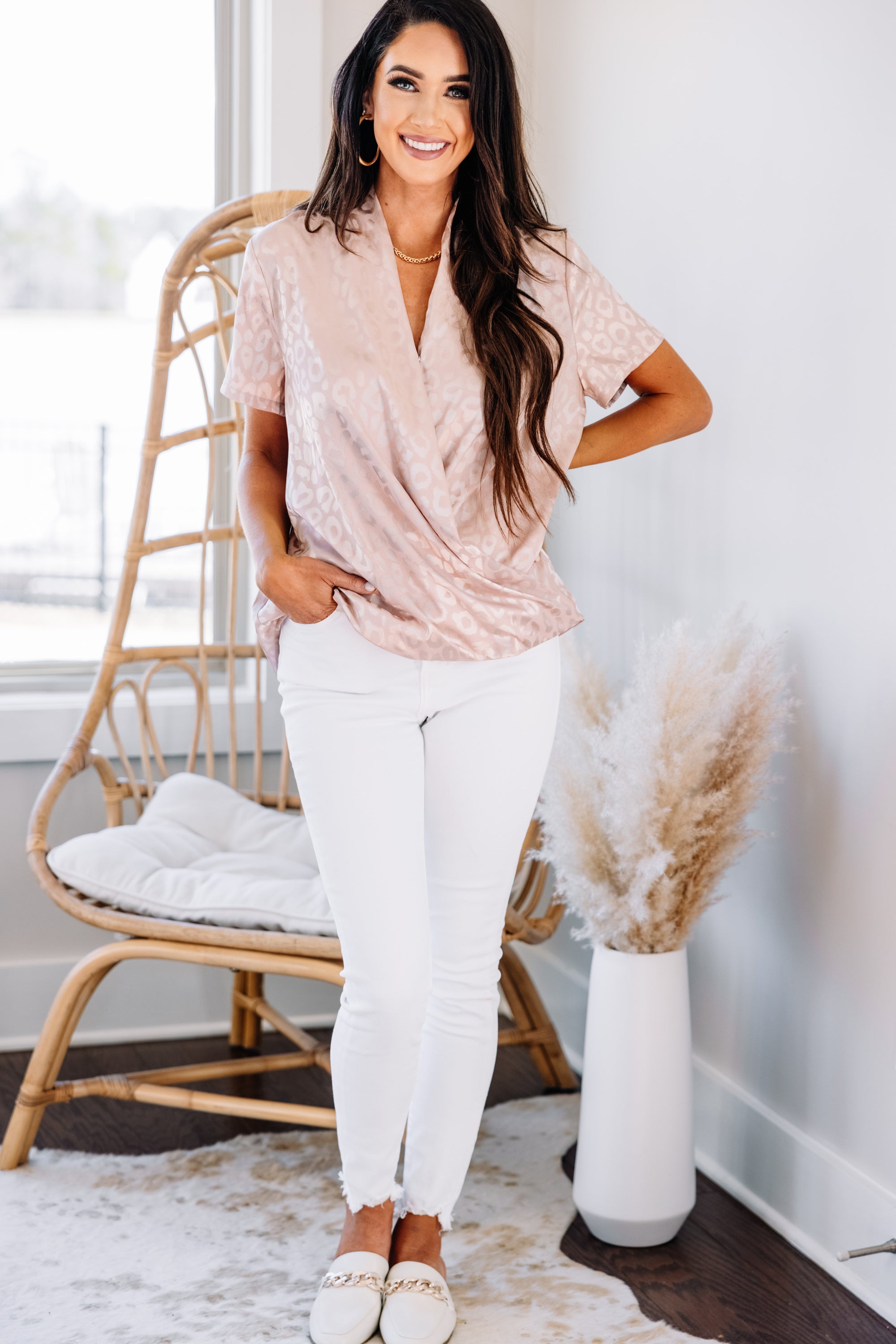 All My Love Blush Pink Satin Leopard Print Blouse - A Chic Must-Have