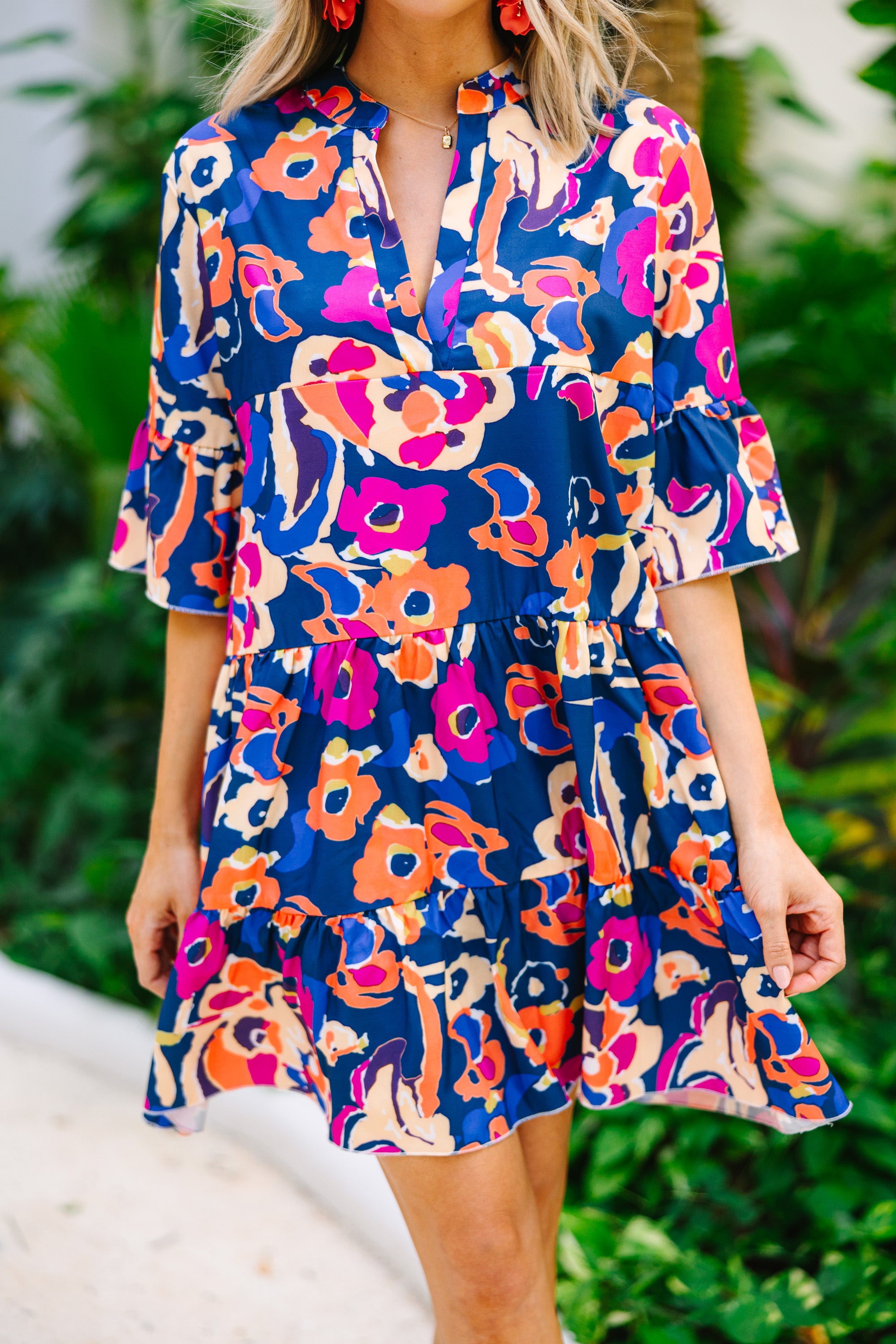 Enchanting Navy Blue Floral Love Dress