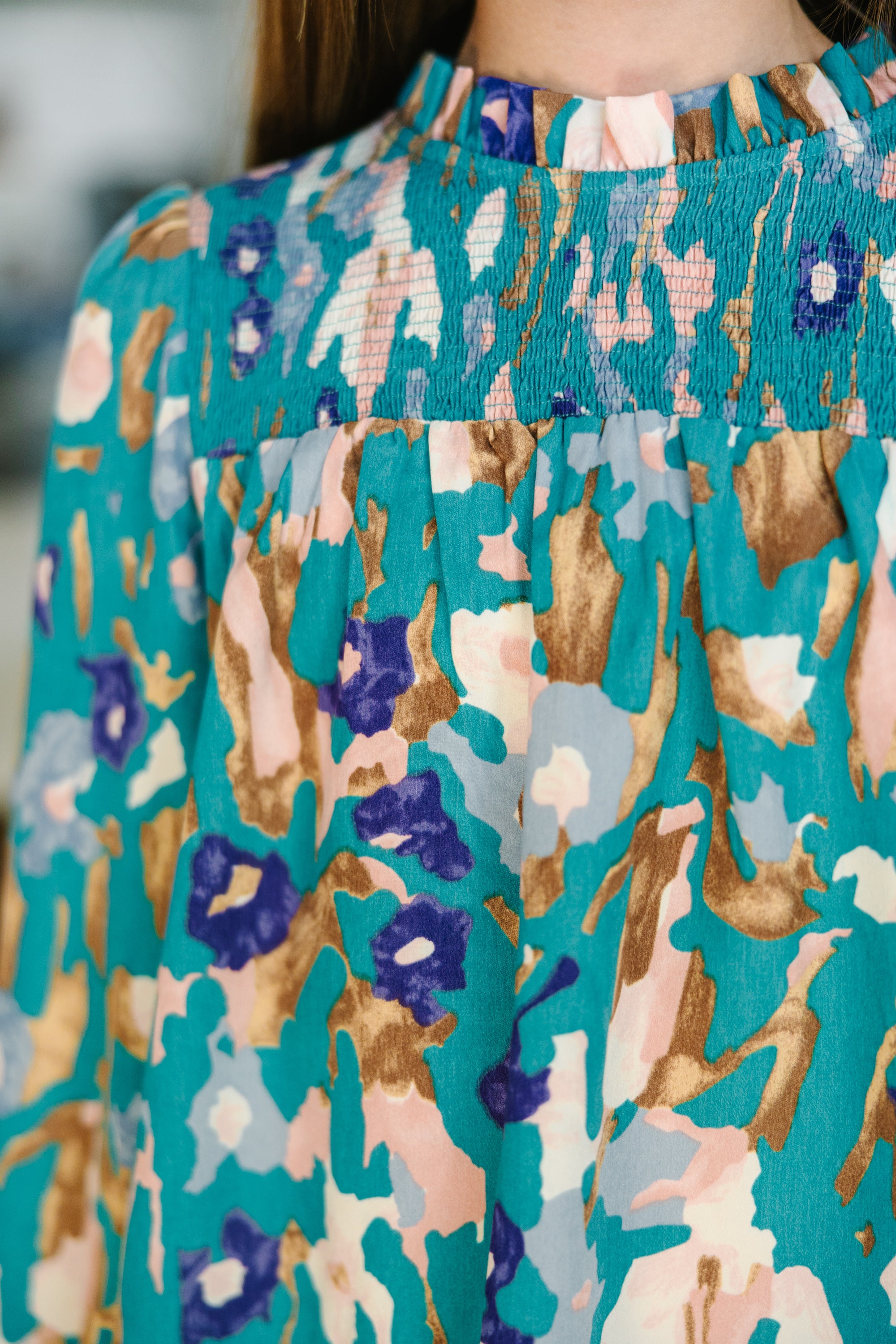 Elevate Your Style! Girls' Teal Blue Floral Blouse