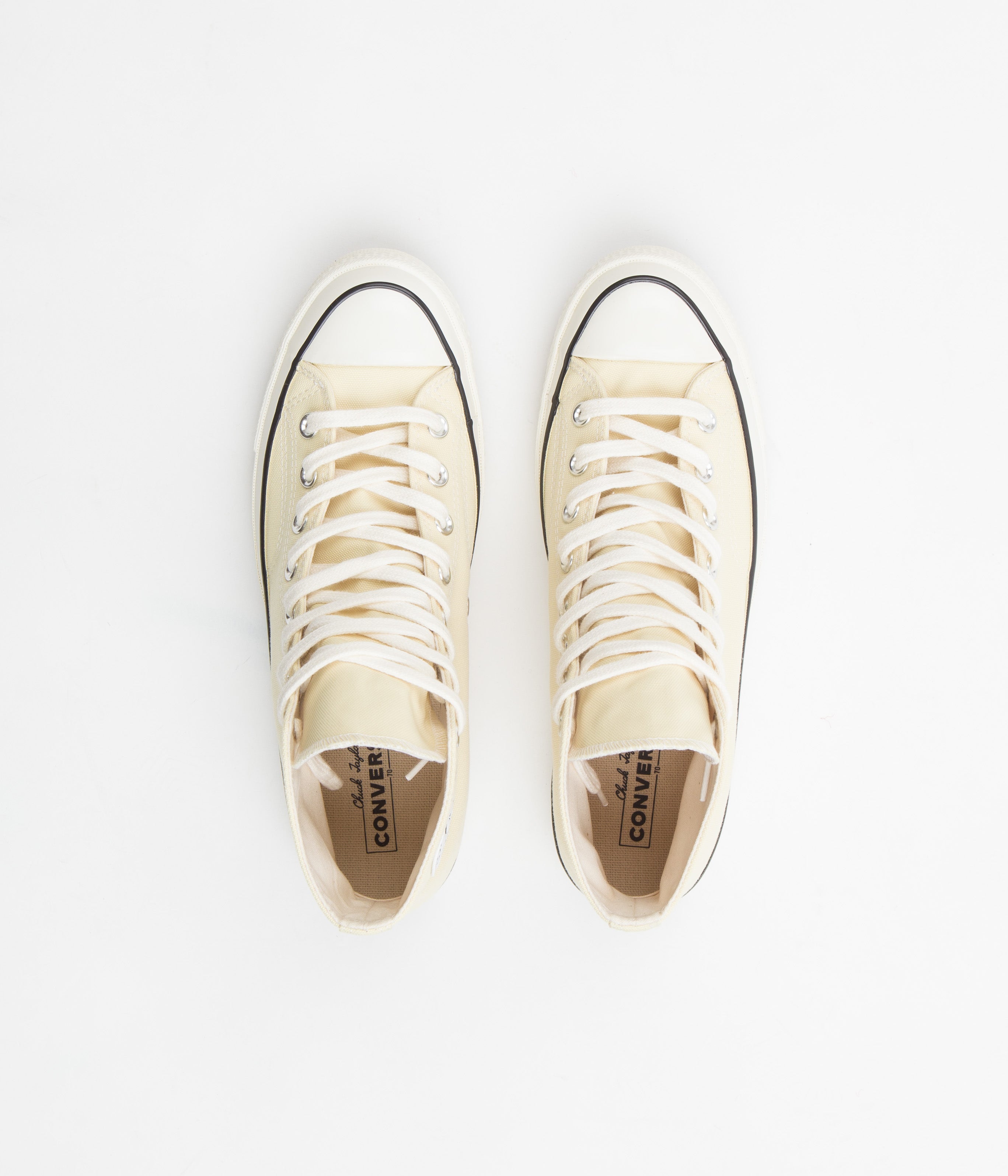 Converse CTAS 70's Hi No Waste Canvas Shoes - Vibrant Lemon Drop, Elegant Egret & Bold Black