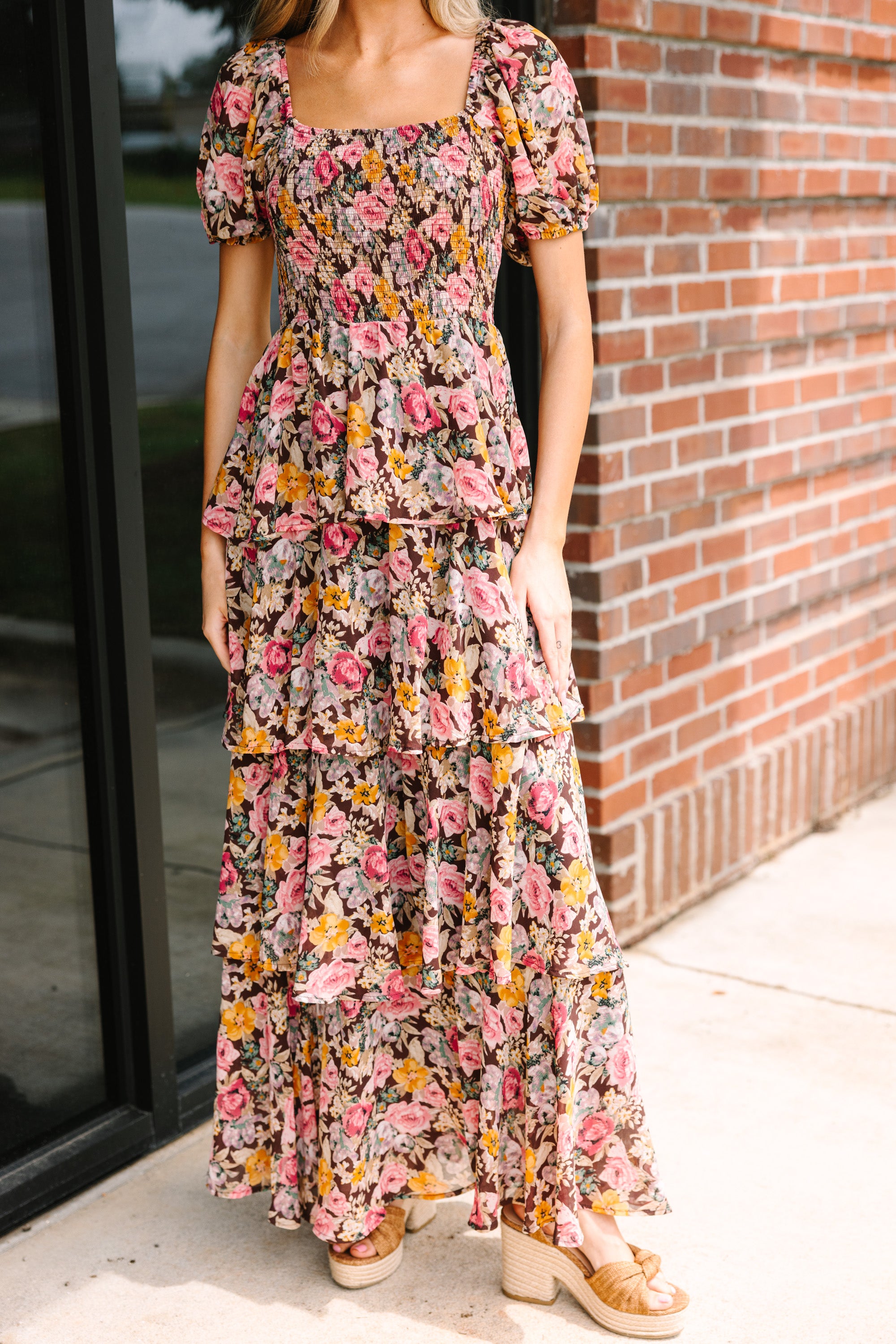 Gorgeous Brown Floral Maxi Dress for Fabulous Days