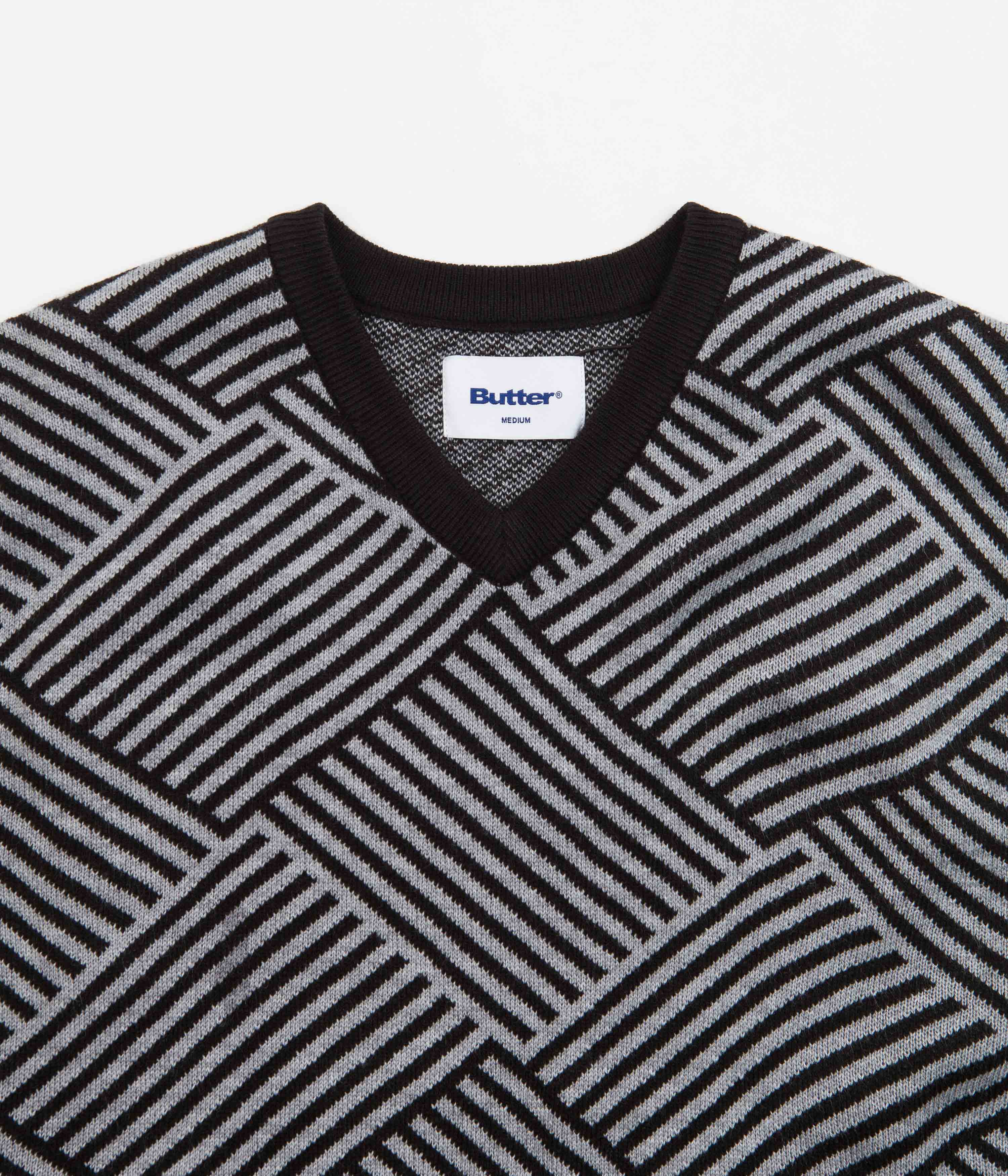 Butter Goods Stylish Black & Grey Parquet Knit Vest - Grab Yours Now!