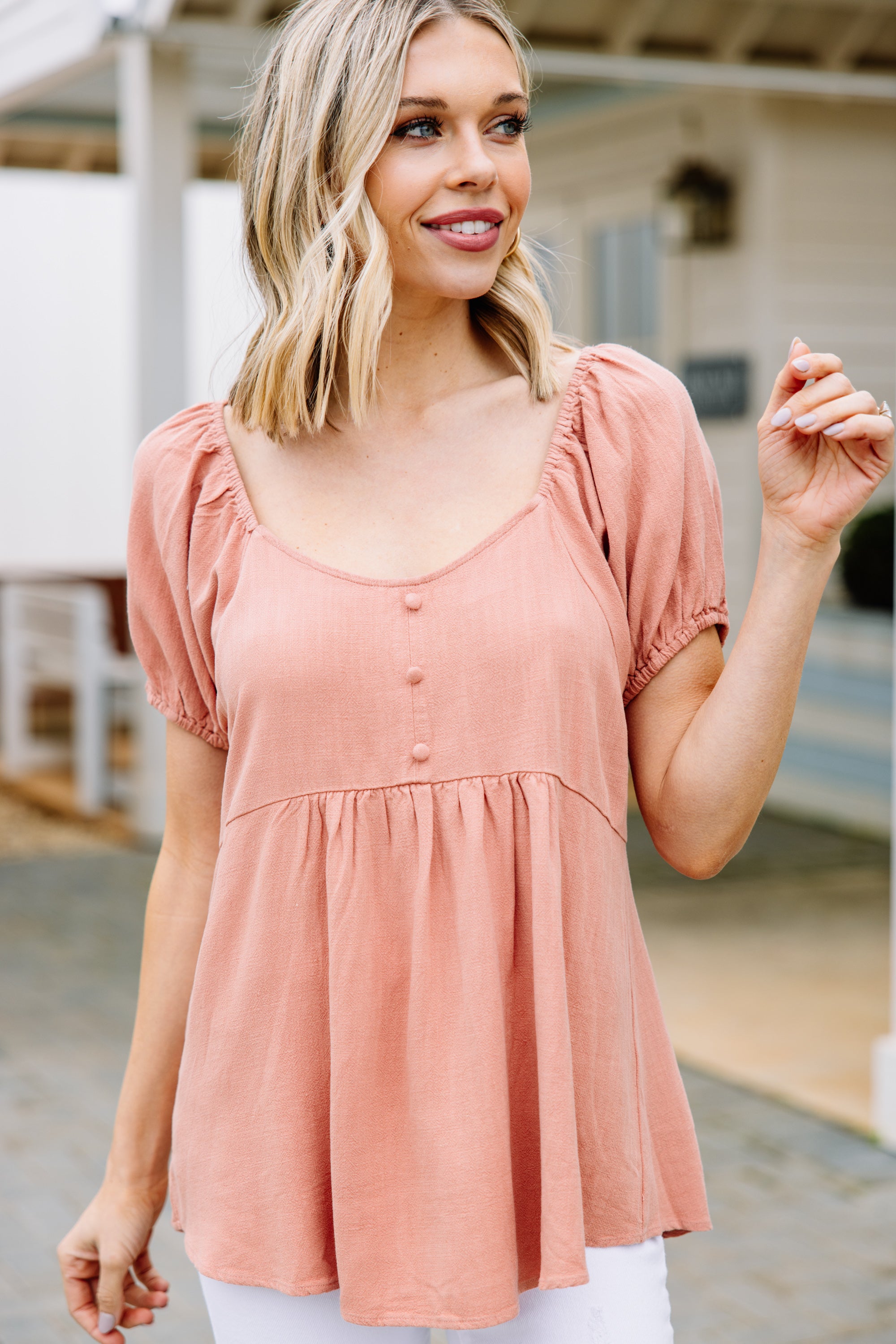 Fantastic Days Ahead Clay Orange Linen Top - Your Summer Must-Have