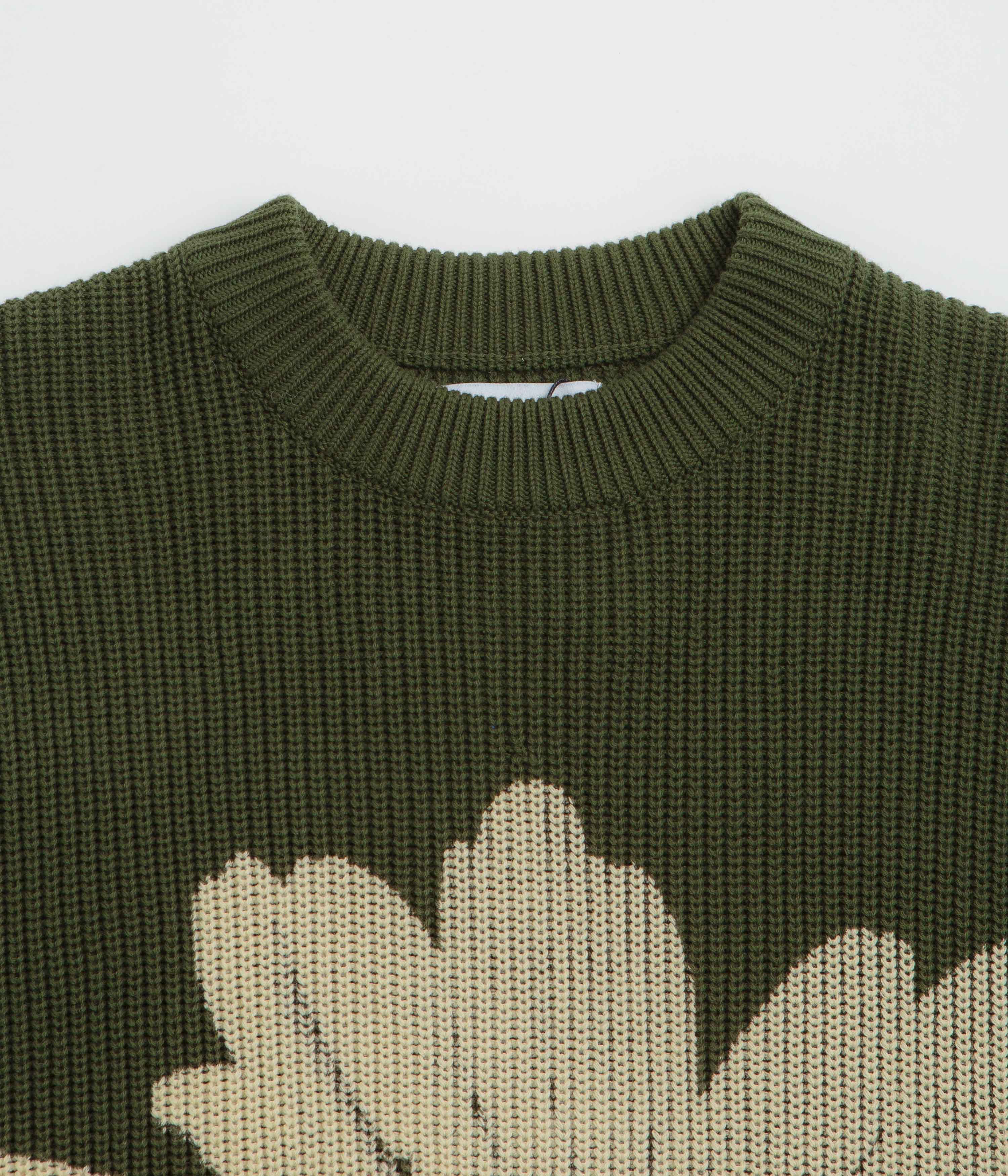 Butter Goods Army Green Sunflower Knit Sweatshirt - A Must-Have!