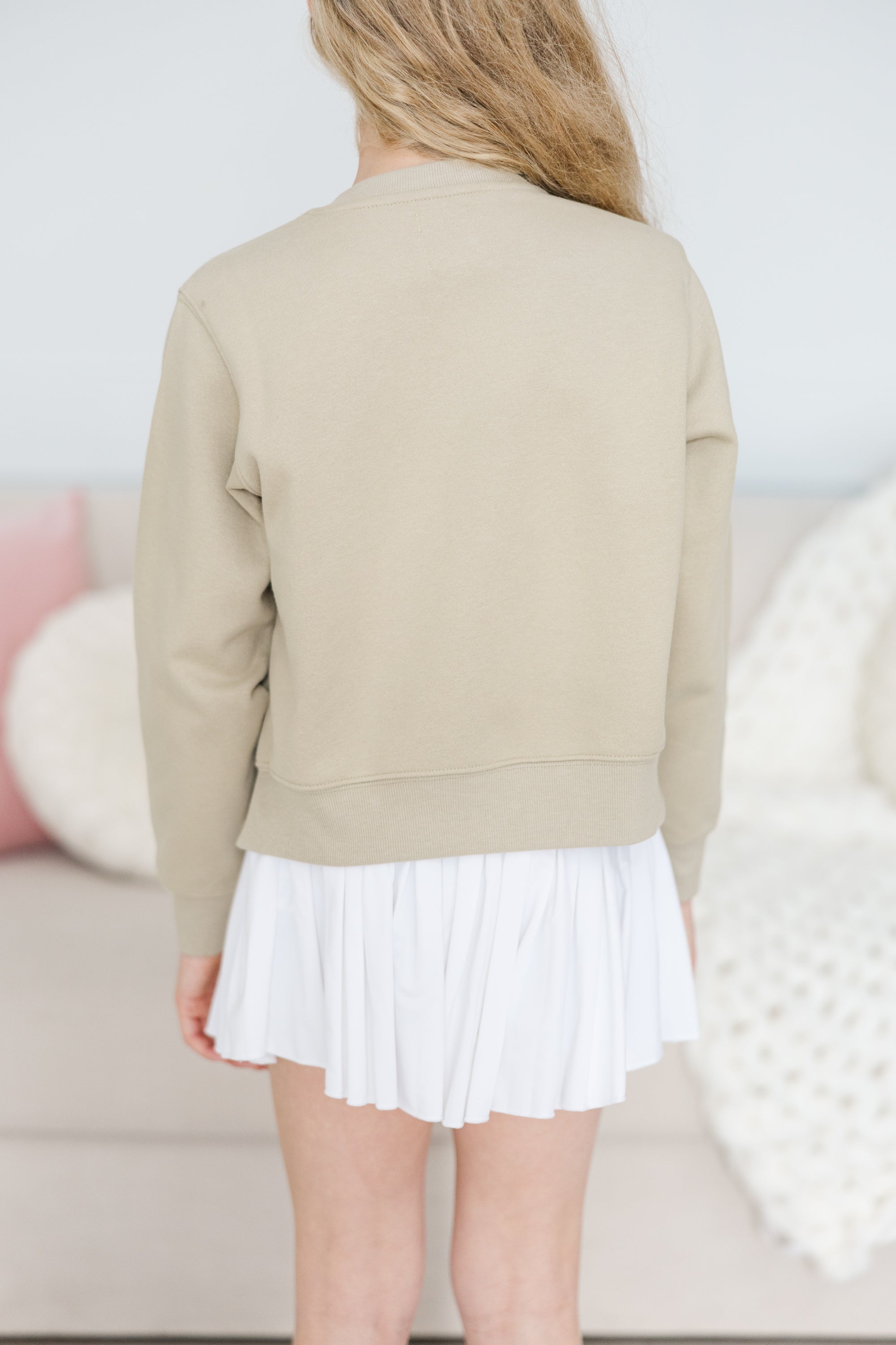 Girls' Pickleball Club Light Sage Embroidered Sweatshirt - A Must-Have!