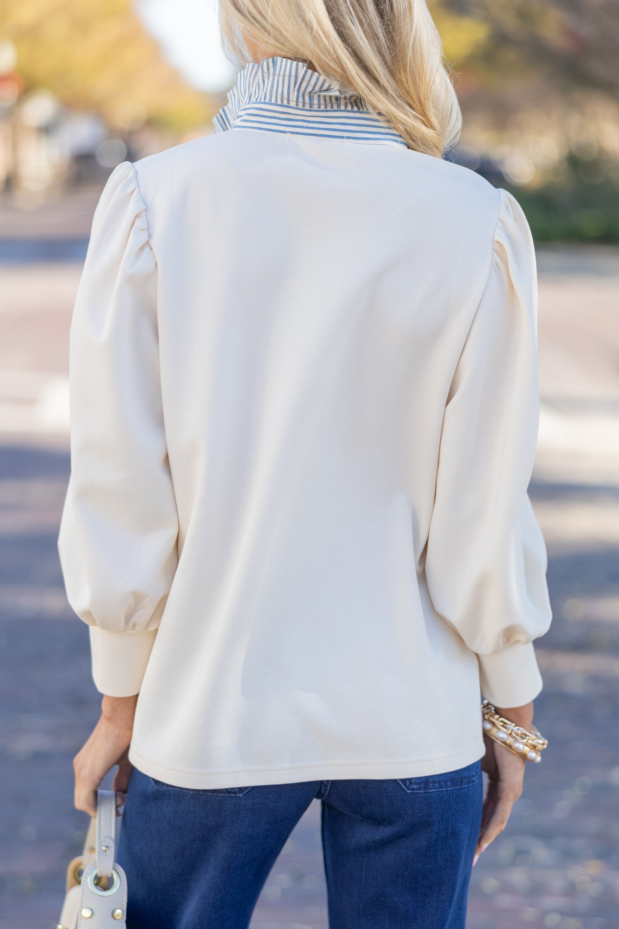 Stylish All In Order 3/4 Sleeve Cream Blouse - A Must-Have!