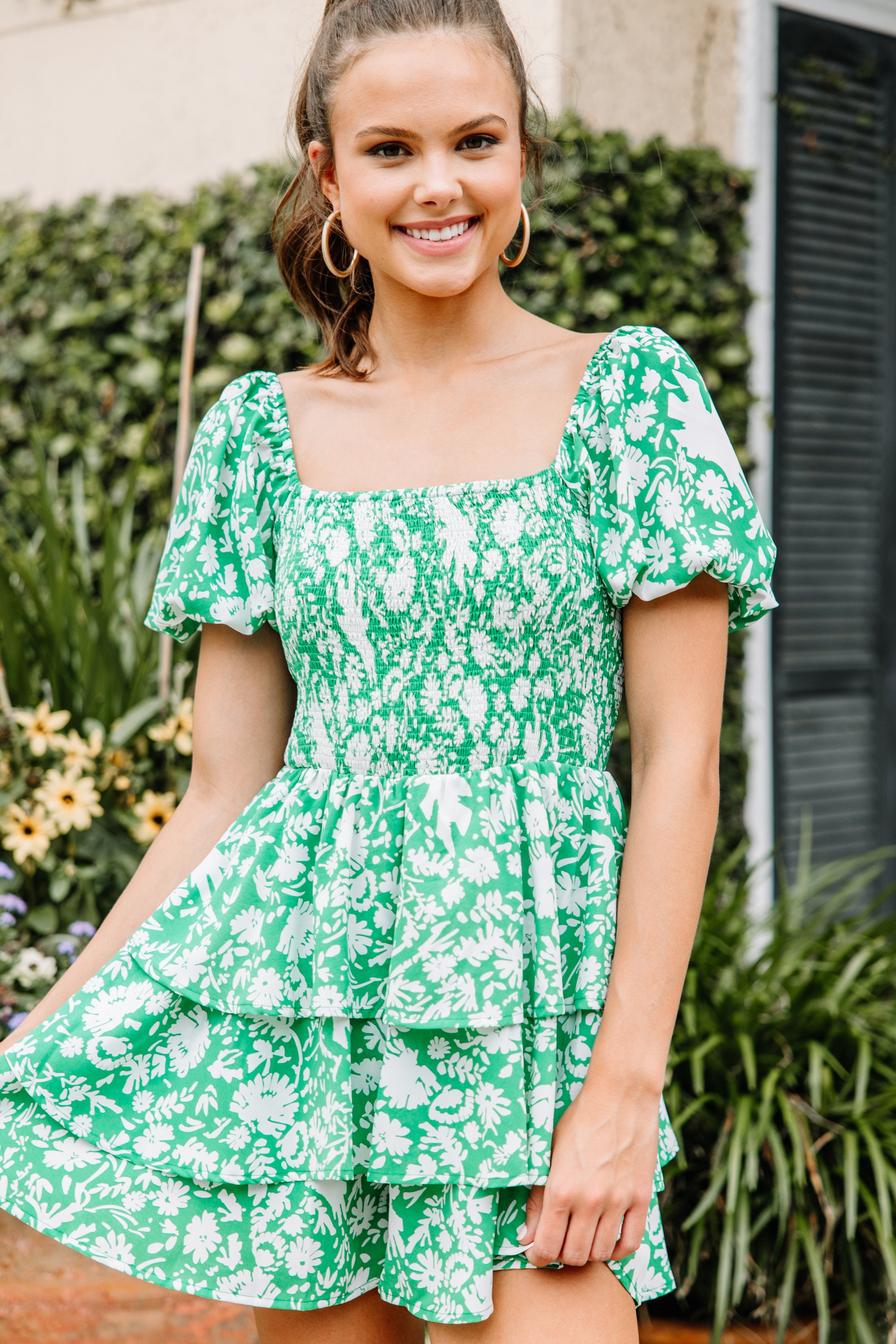 Irresistible Green Floral Romper - Feel So Right!