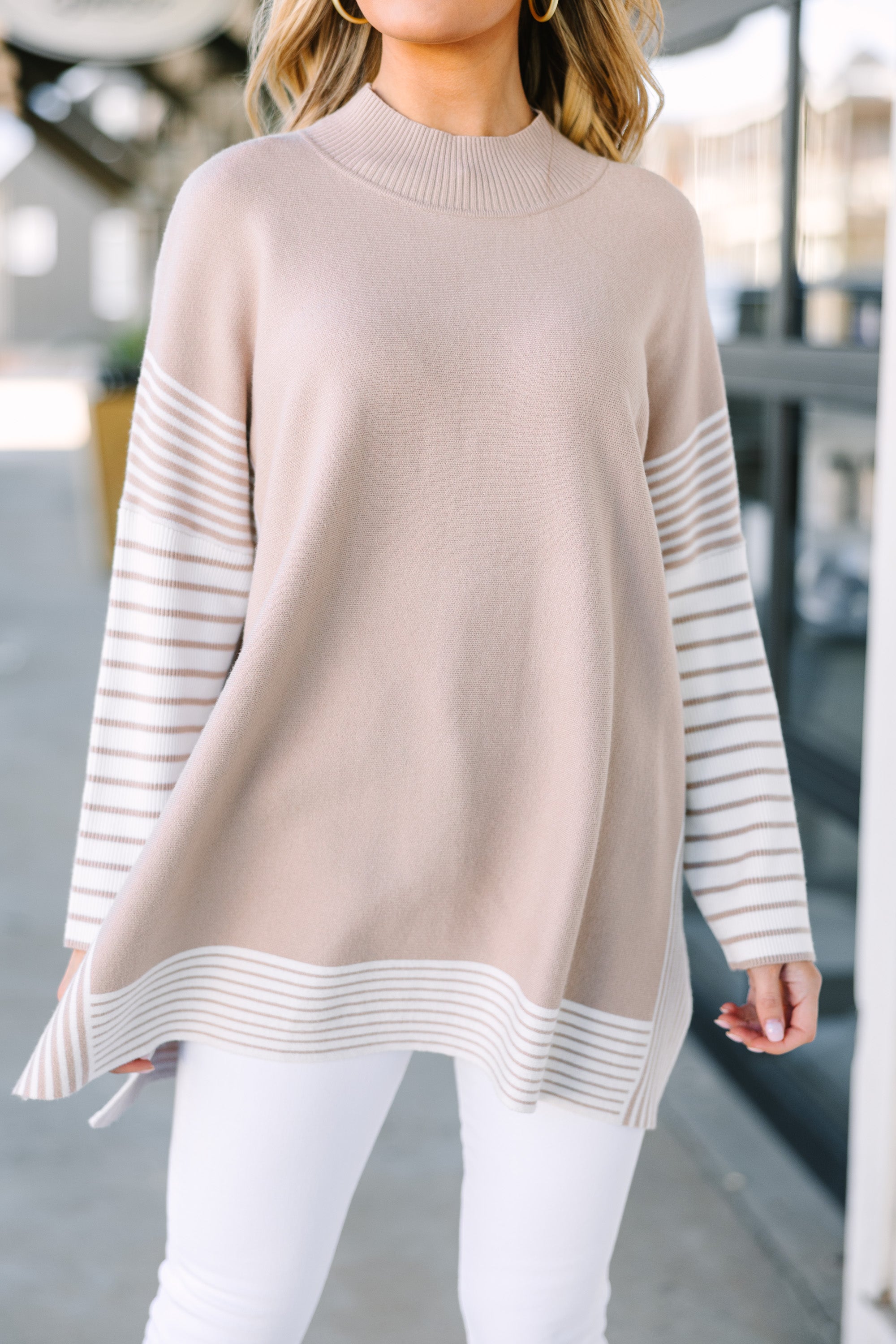 Irresistible Taupe Brown Striped Tunic - All-In Style!