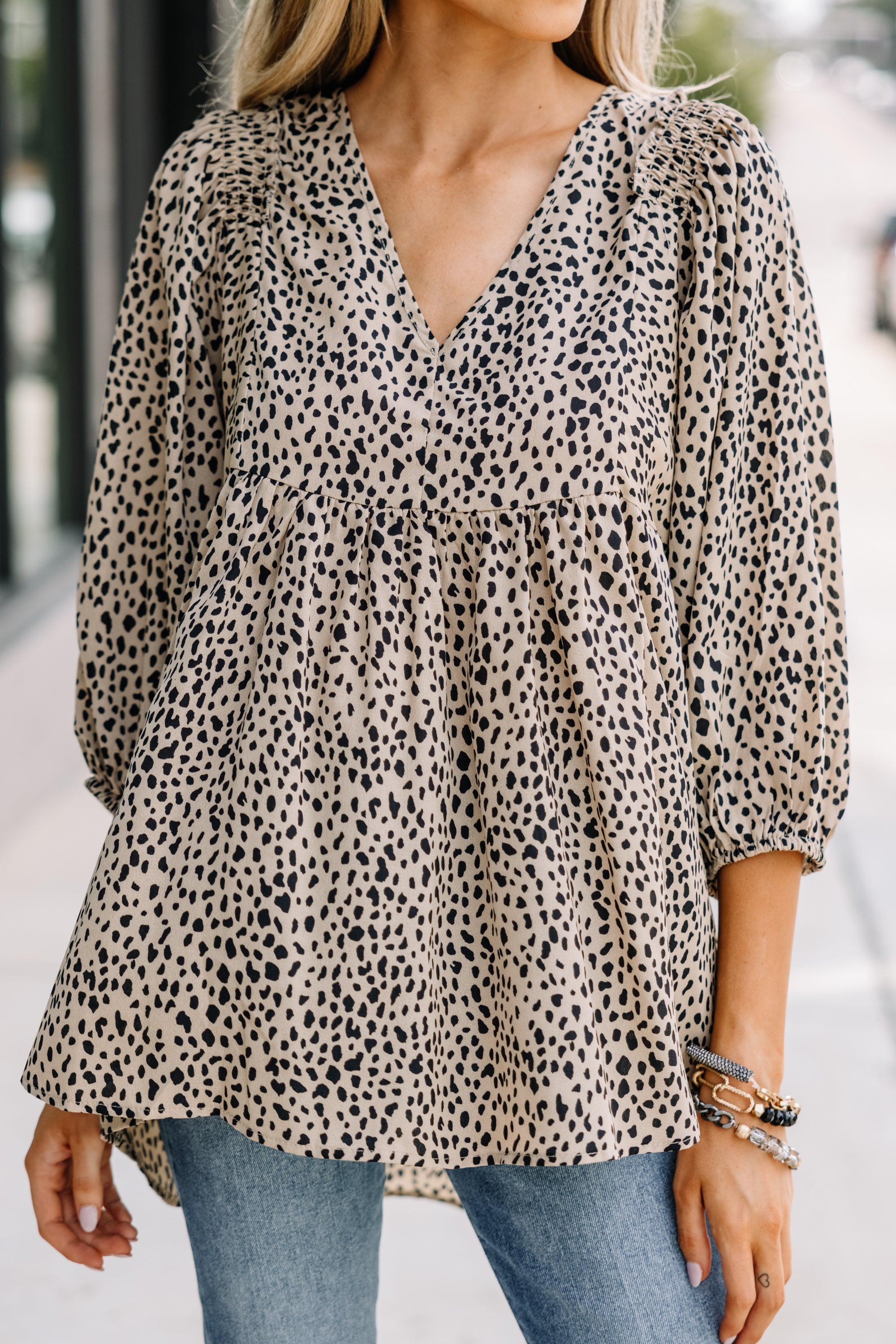 Feeling Wild: Latte Brown Spotted Chic Tunic
