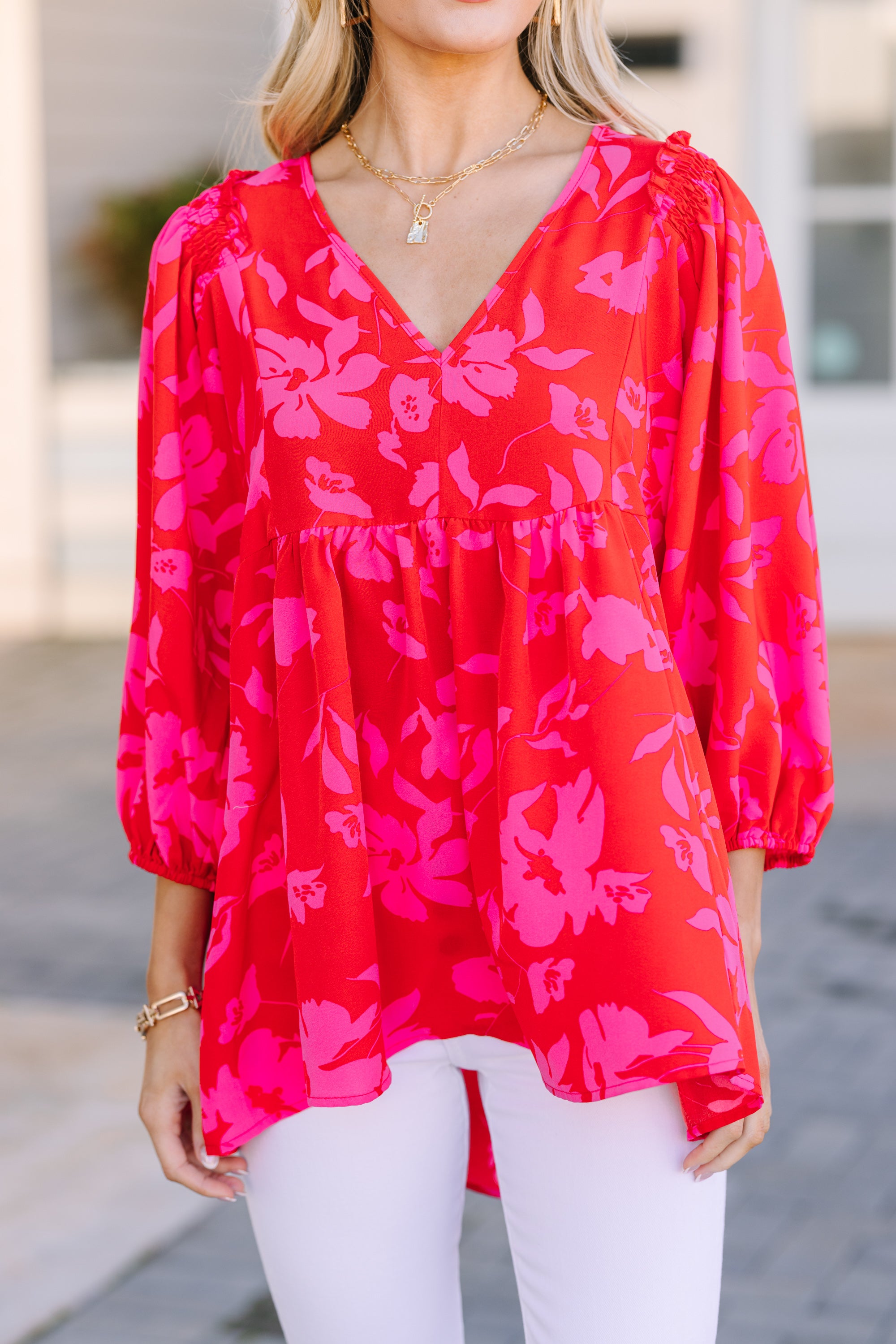 Wildly Chic Fuchsia Pink Floral Tunic