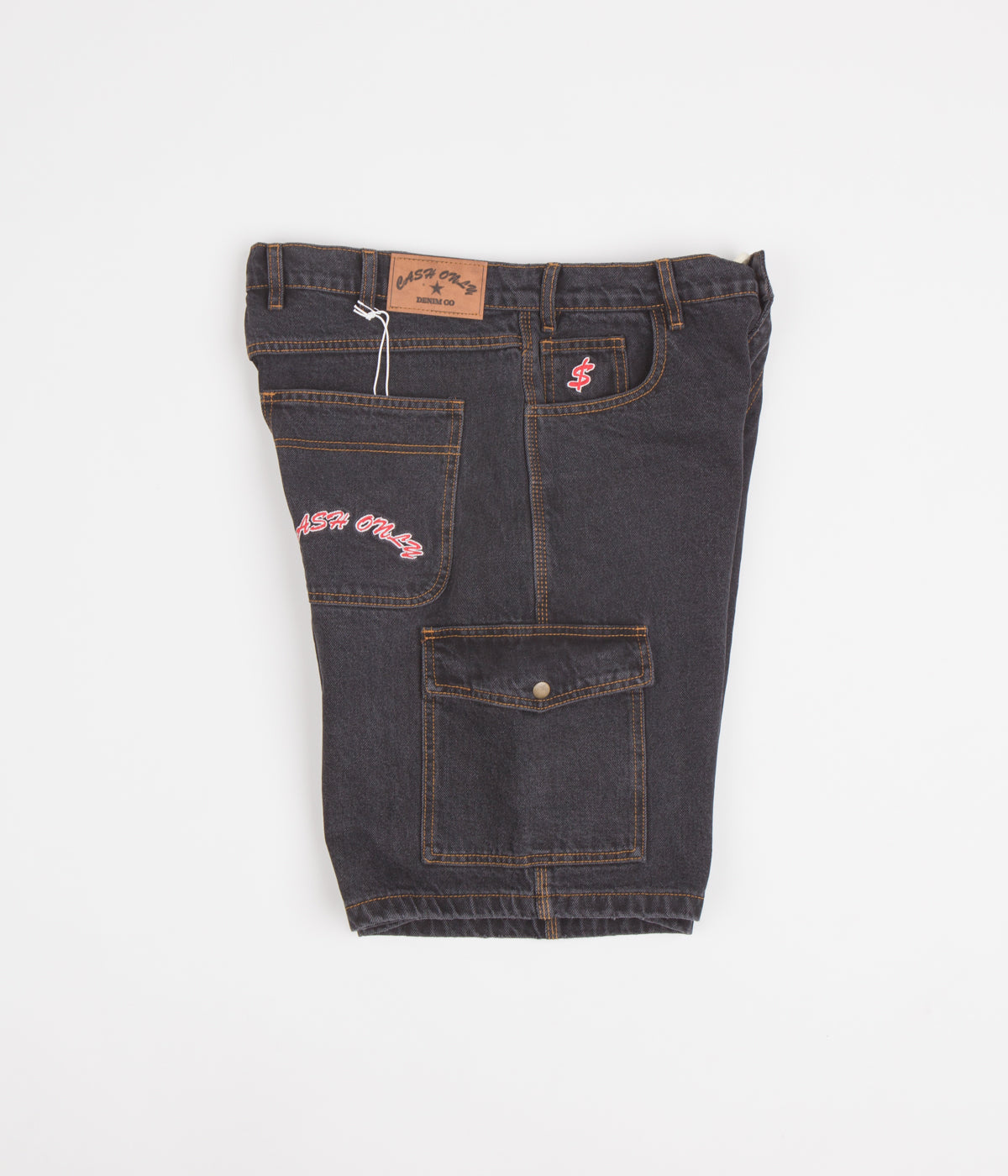 Cash Only Washed Black Denim Cargo Shorts - Must-Have for Skate Lovers