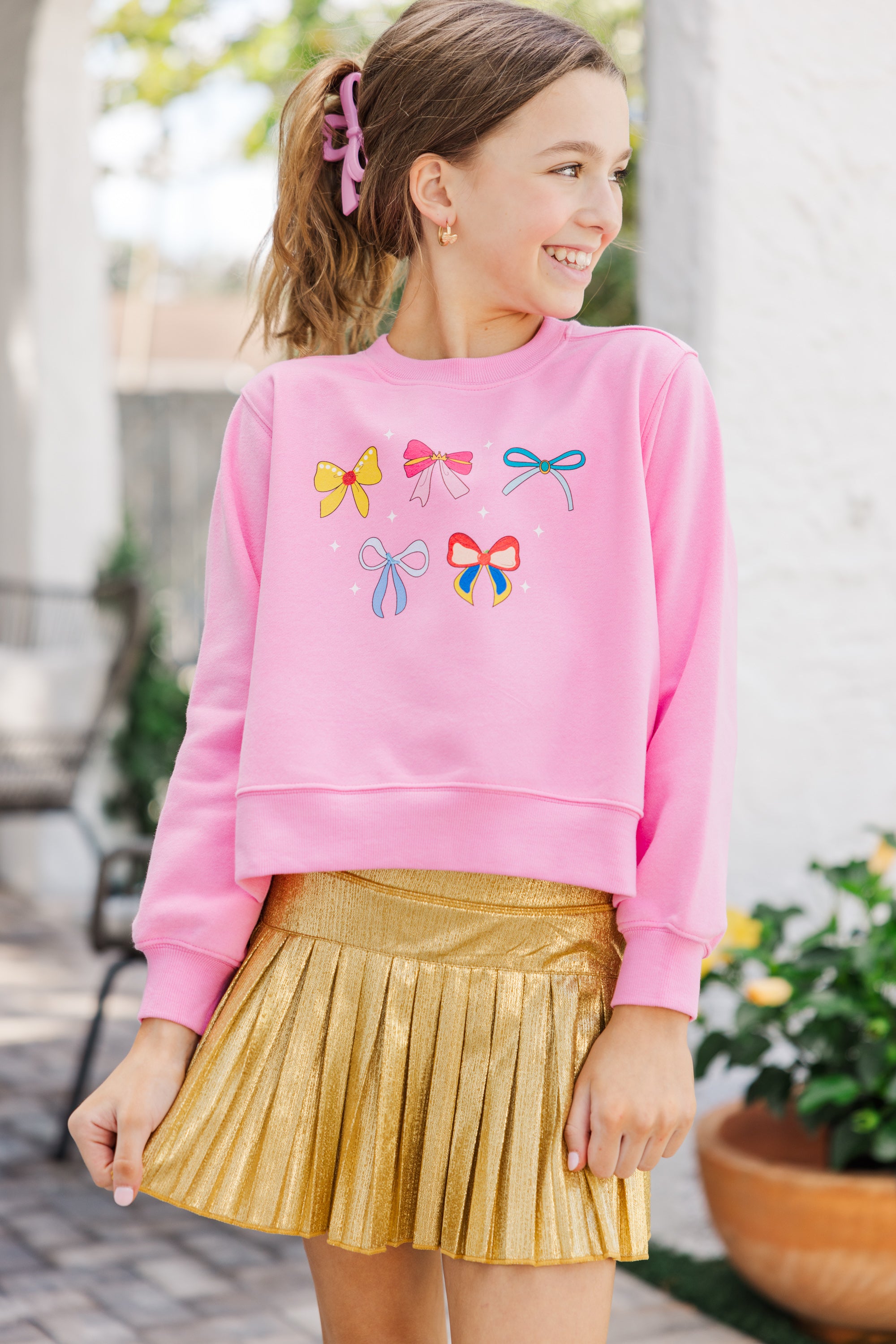 Girls' Enchanting Princess Era Pink Graphic Sweatshirt