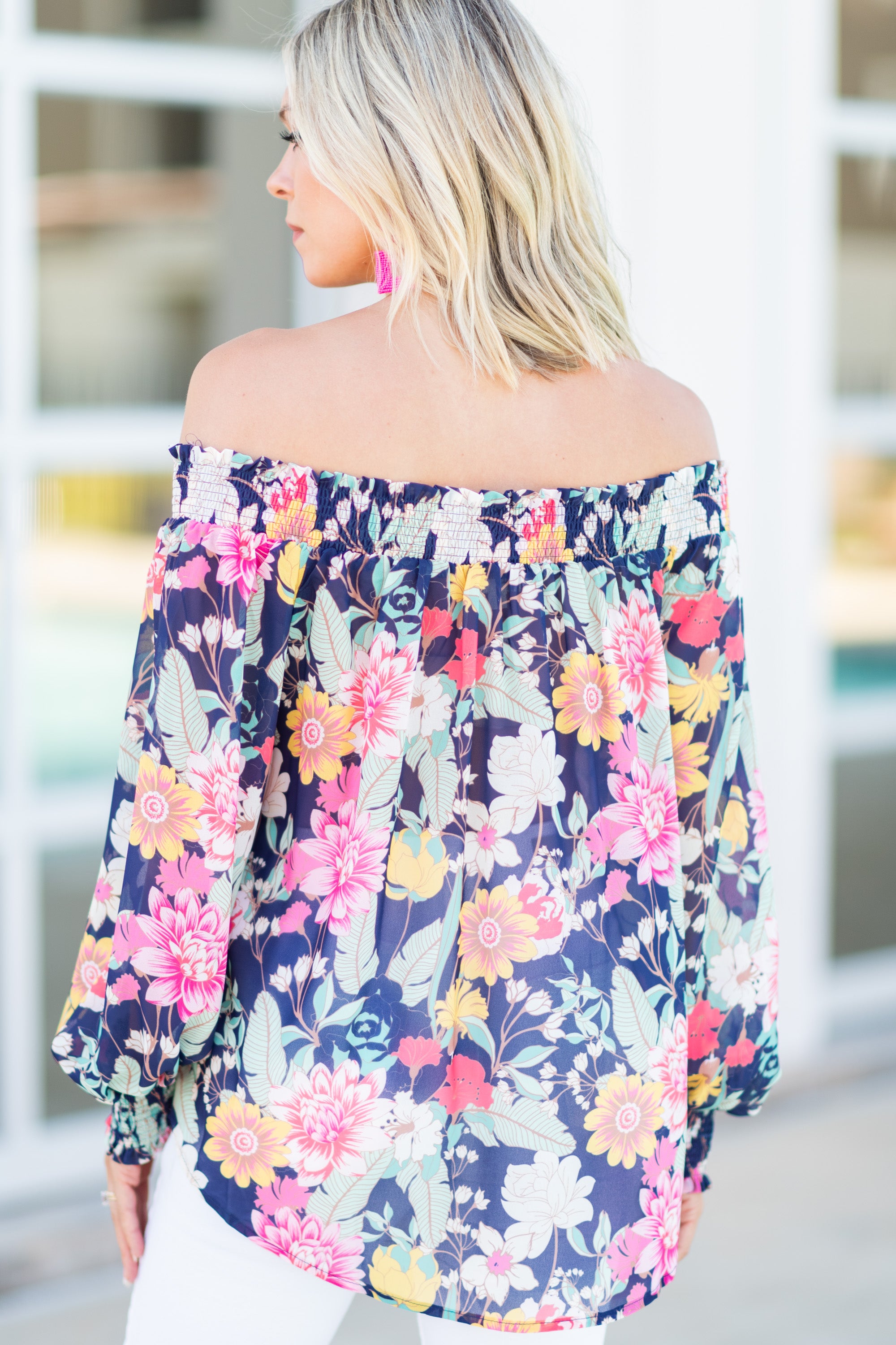 Enchanting Navy Blue Floral Blouse: Your Key to Happiness