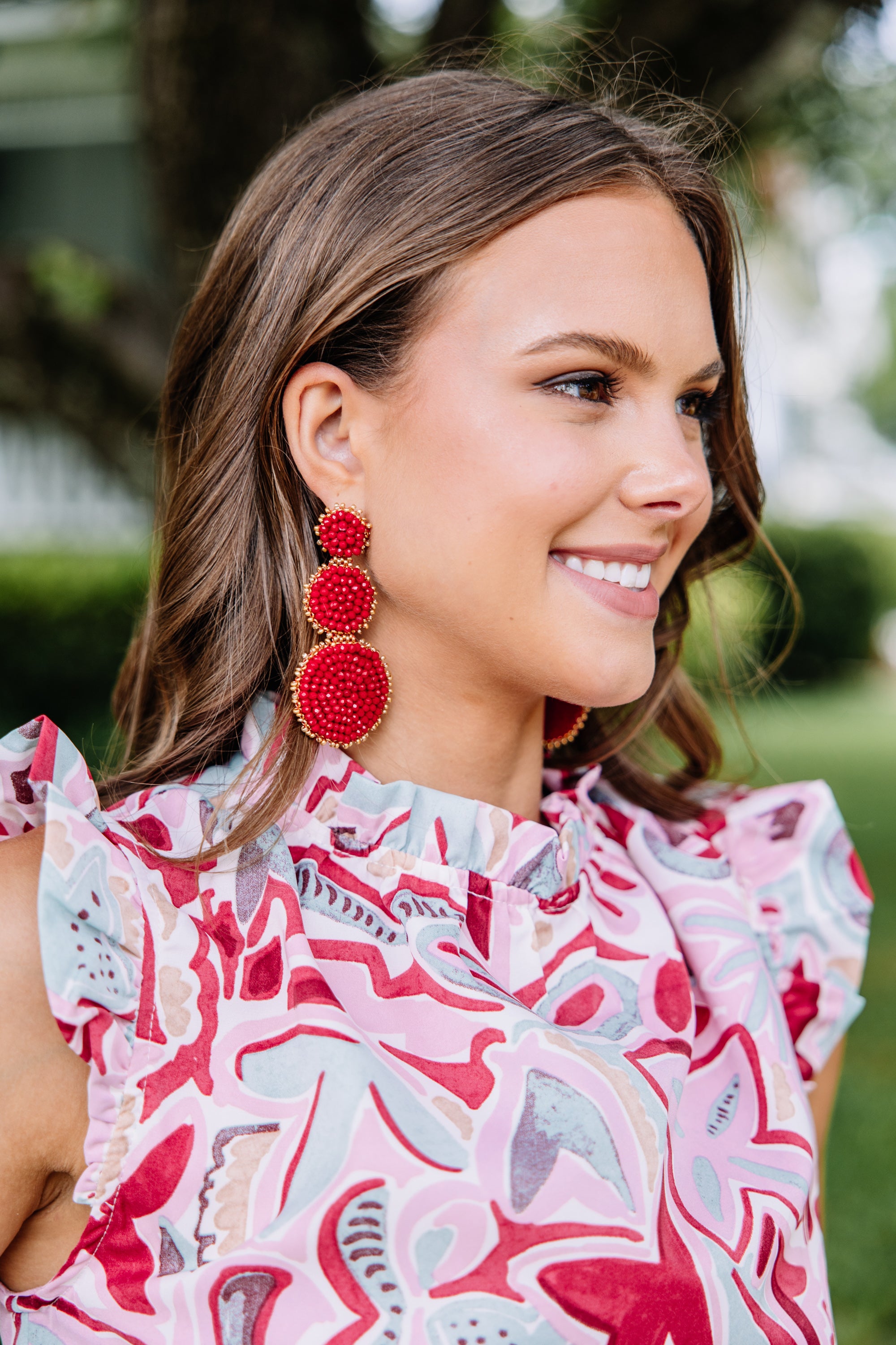 Be The One Stunning Dark Red Beaded Earrings